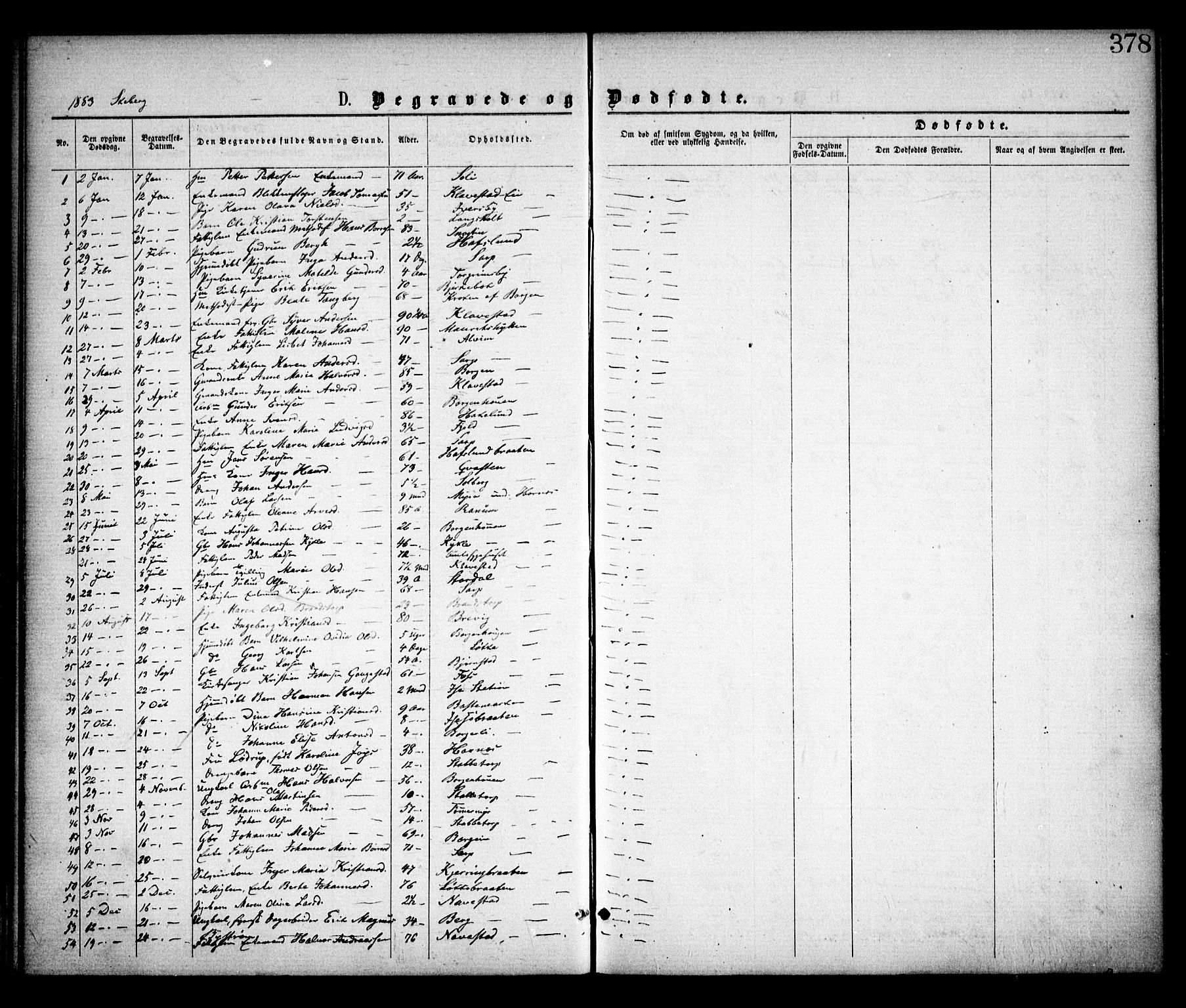 Skjeberg prestekontor Kirkebøker, SAO/A-10923/F/Fa/L0008: Parish register (official) no. I 8, 1869-1885, p. 378