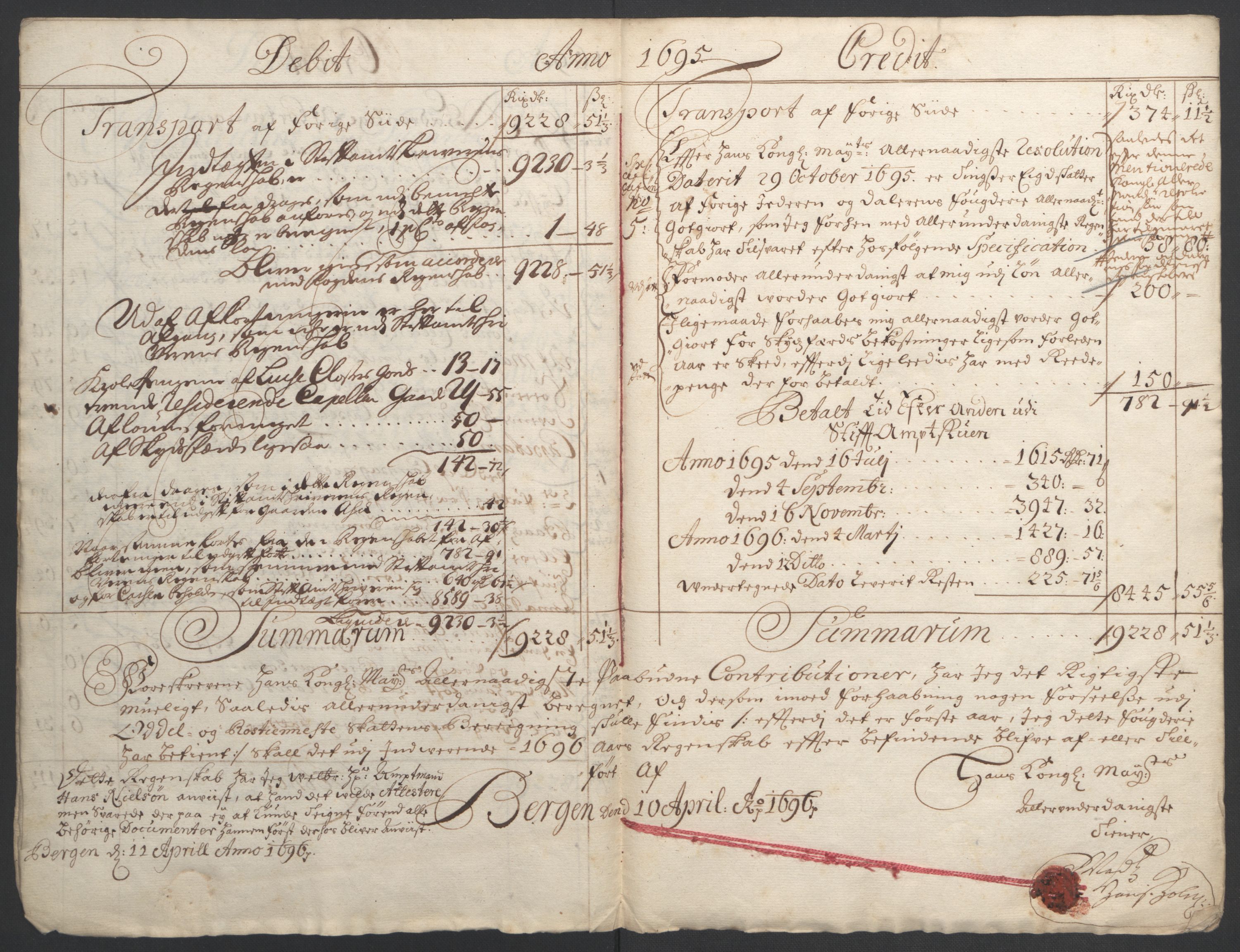 Rentekammeret inntil 1814, Reviderte regnskaper, Fogderegnskap, AV/RA-EA-4092/R51/L3183: Fogderegnskap Nordhordland og Voss, 1695-1697, p. 7