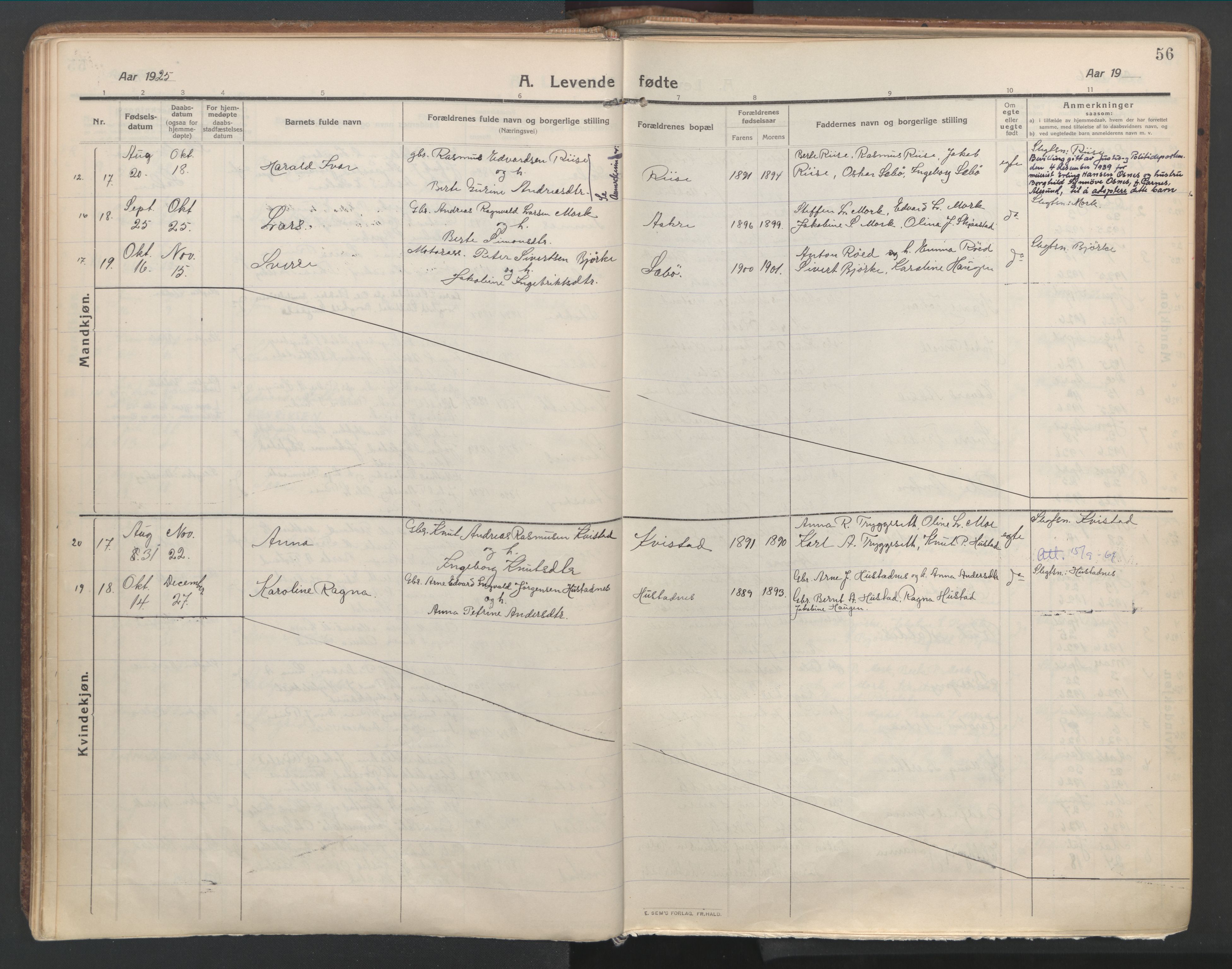 Ministerialprotokoller, klokkerbøker og fødselsregistre - Møre og Romsdal, SAT/A-1454/515/L0212: Parish register (official) no. 515A08, 1911-1935, p. 56