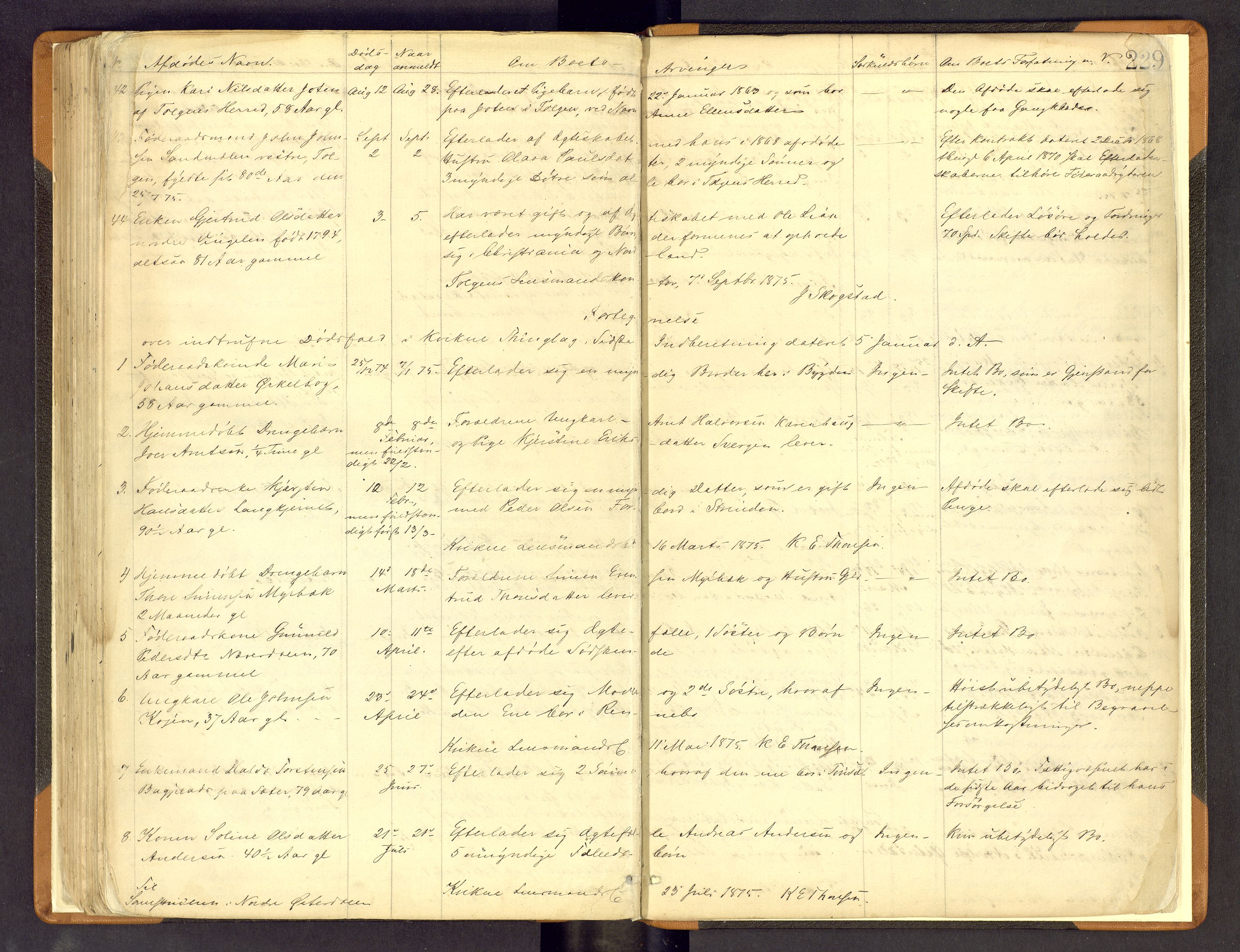 Nord-Østerdal tingrett, SAH/TING-020/H/Hi/L0002/0002: Forskjellig vedrørende tinglysing / Korrigering av grunnboka hvor hjemmelshaver mangler, er død m.v., 1863-1875, p. 229