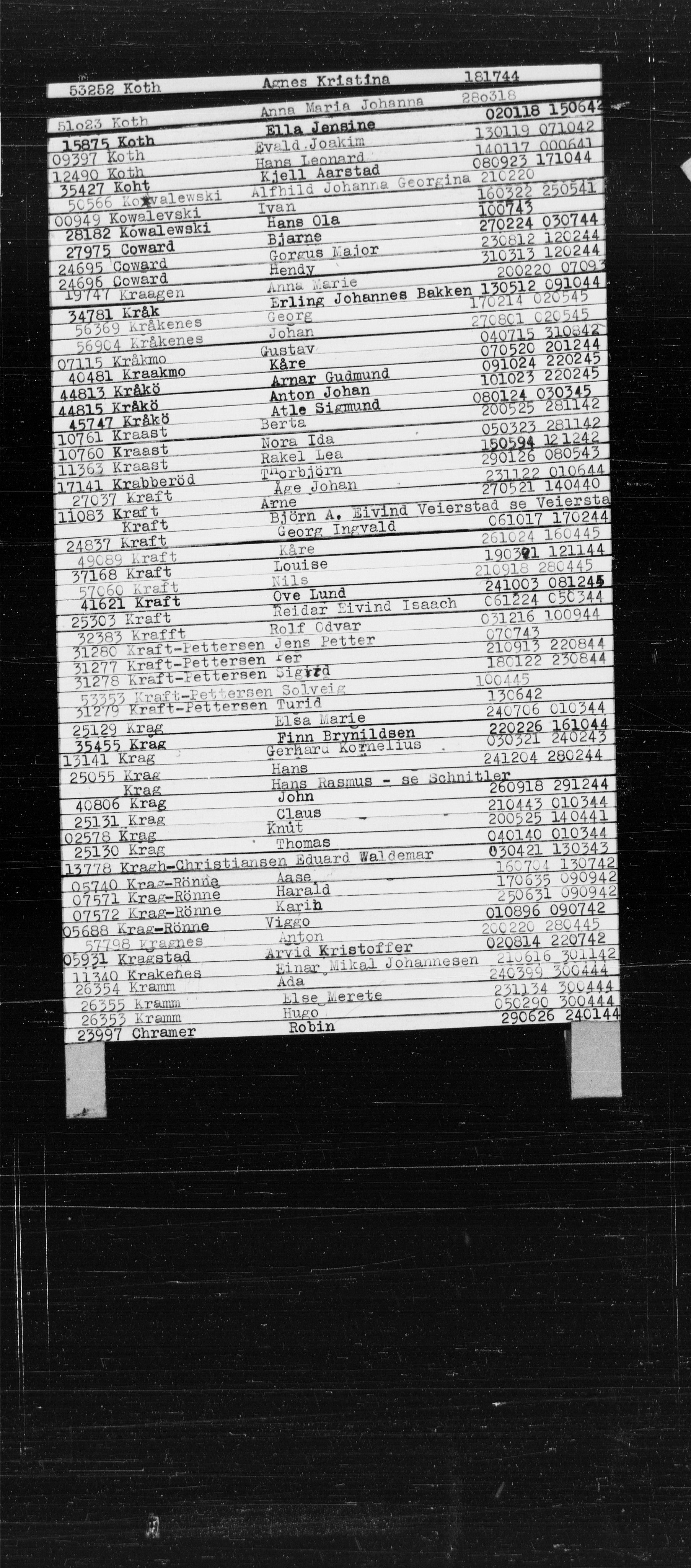 Den Kgl. Norske Legasjons Flyktningskontor, RA/S-6753/V/Va/L0022: Kjesäterkartoteket.  Alfabetisk register, A-Å., 1940-1945, p. 475