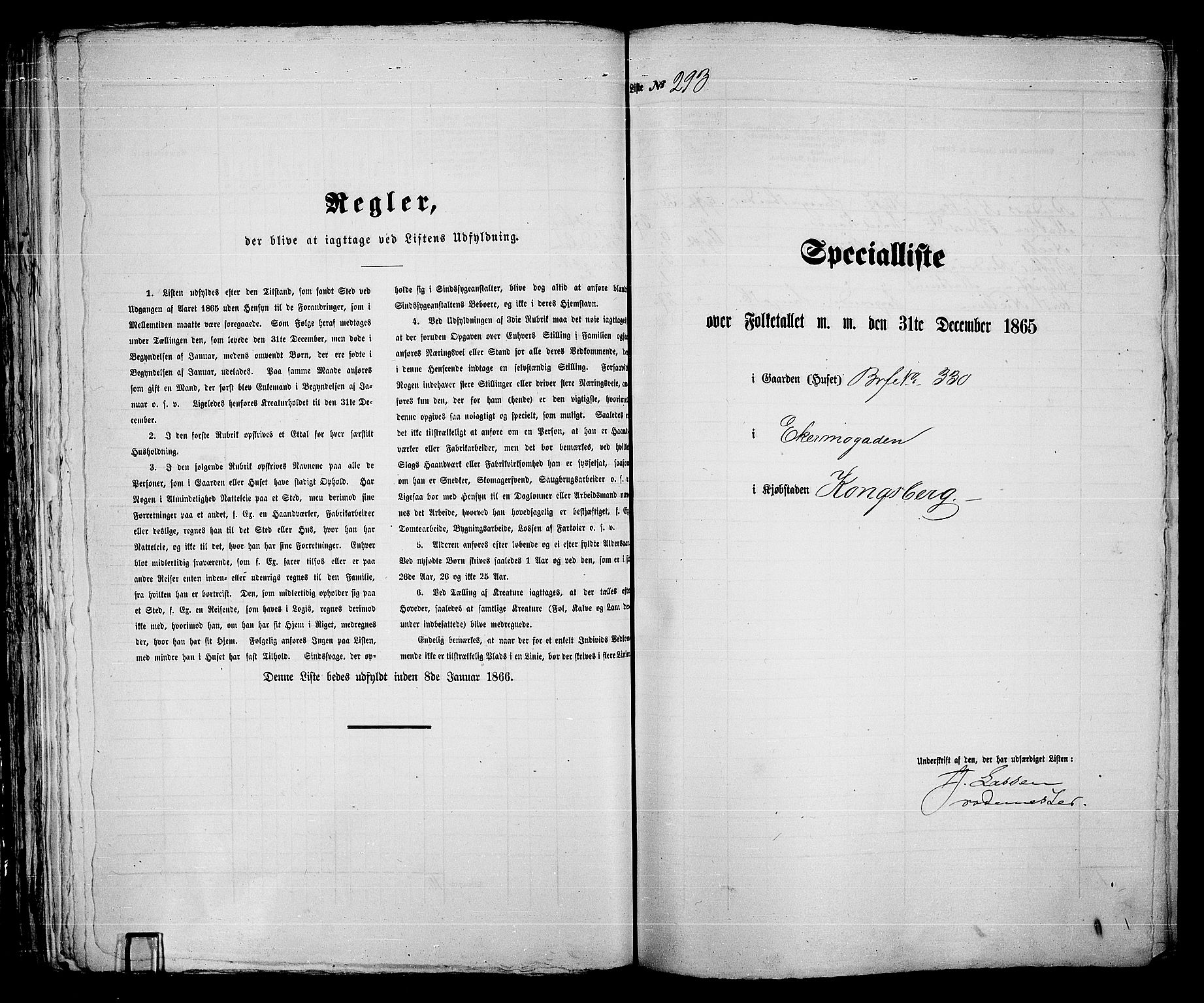 RA, 1865 census for Kongsberg/Kongsberg, 1865, p. 605