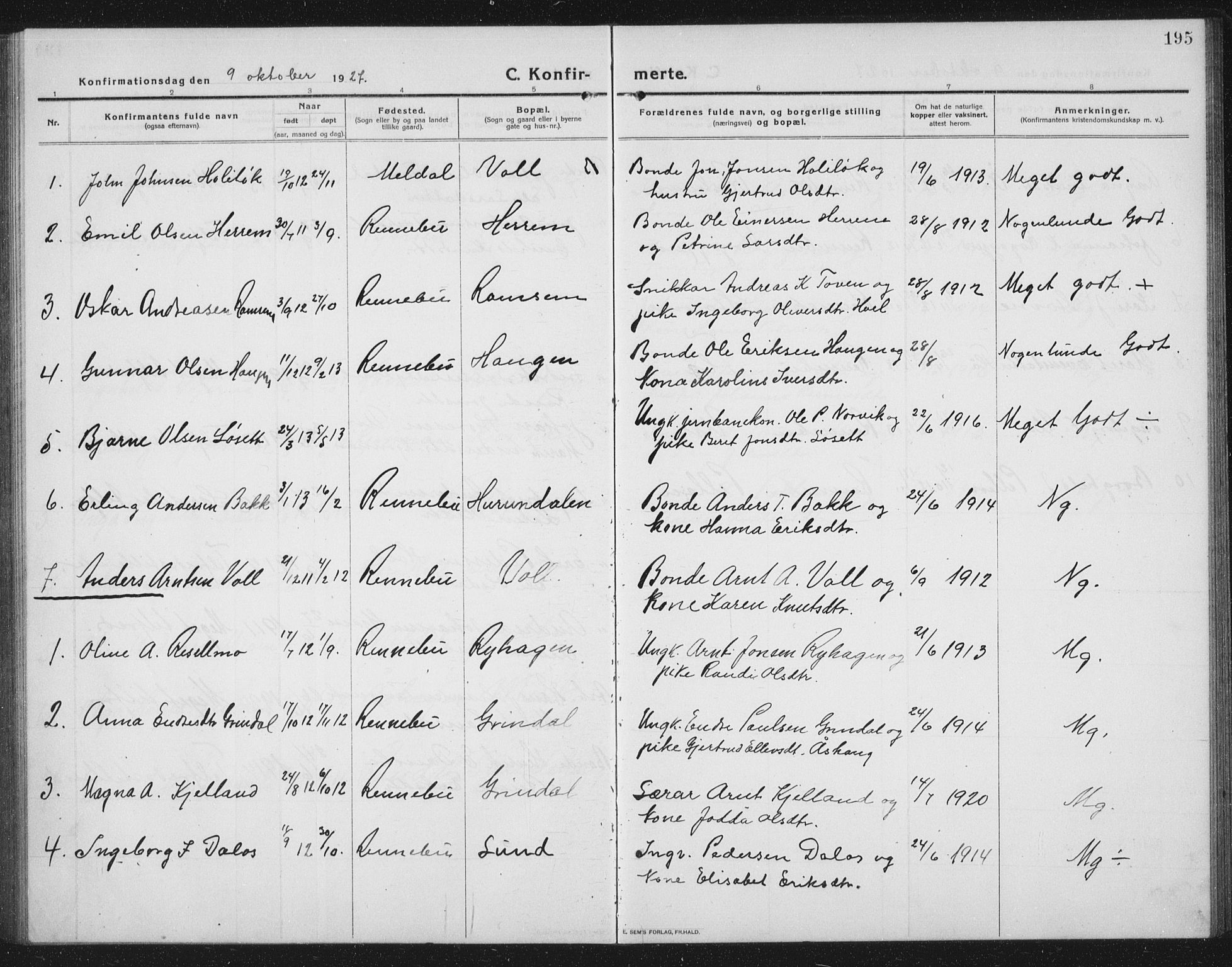 Ministerialprotokoller, klokkerbøker og fødselsregistre - Sør-Trøndelag, SAT/A-1456/674/L0877: Parish register (copy) no. 674C04, 1913-1940, p. 195