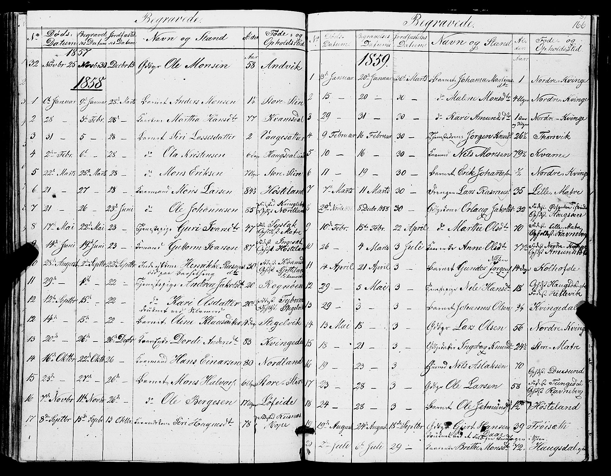 Masfjorden Sokneprestembete, SAB/A-77001: Parish register (copy) no. A 1, 1851-1875, p. 166