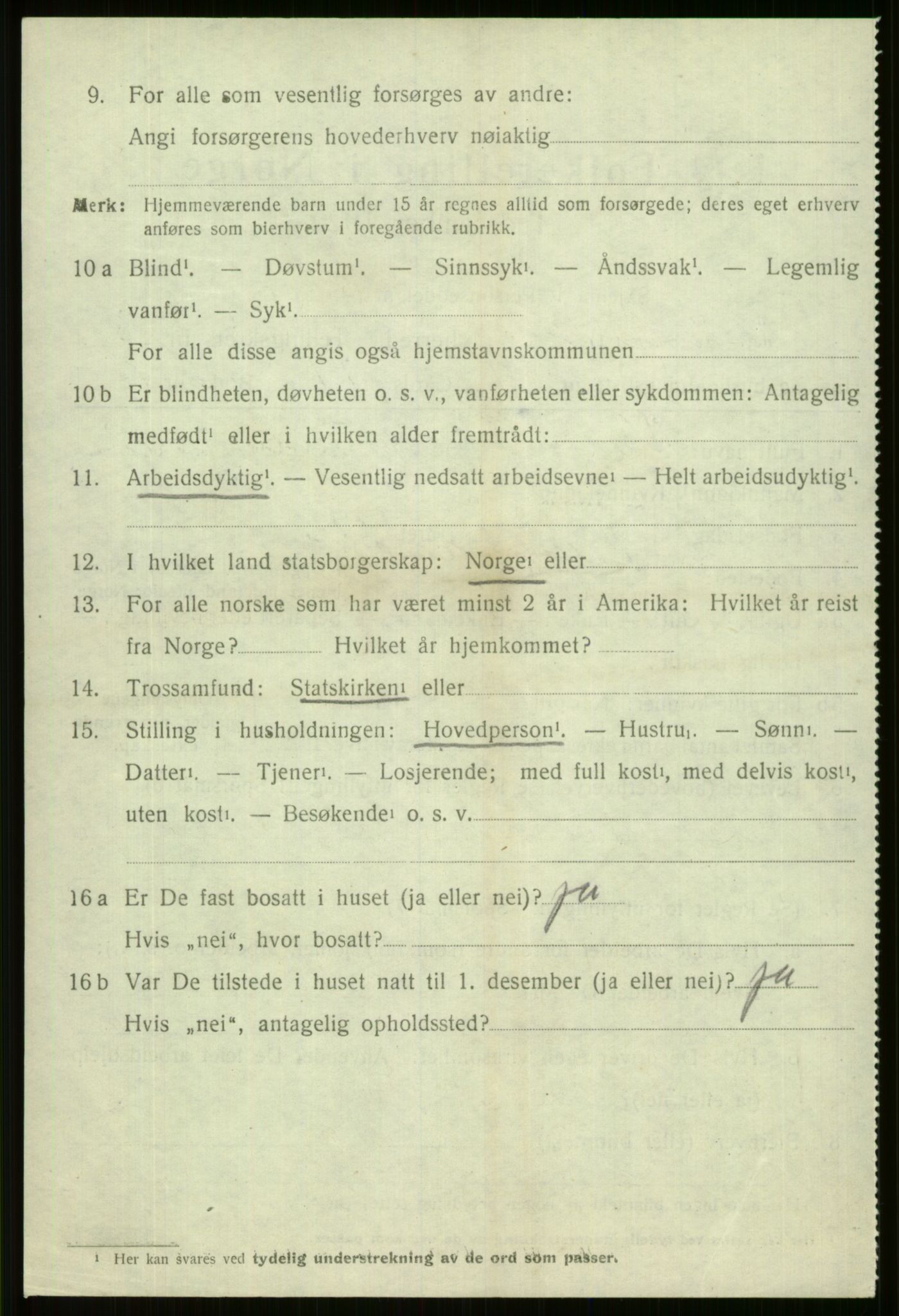 SAB, 1920 census for Vossestrand, 1920, p. 1993