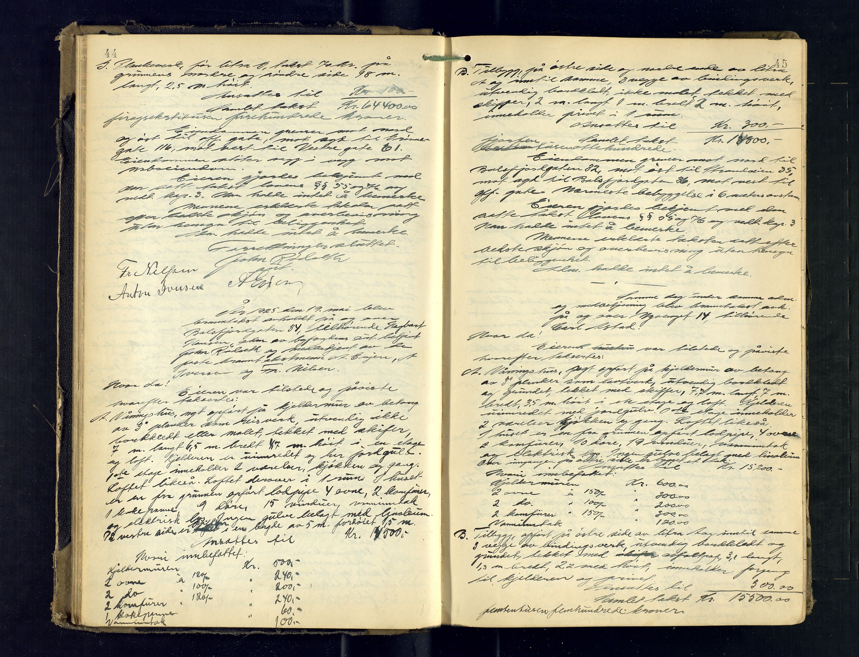 Tromsø byfogd/byrett, AV/SATØ-SATØ-0063/1/Oc/Ocb/Ocba/L0008: Branntakstprotokoll, 1924-1930, p. 44-45