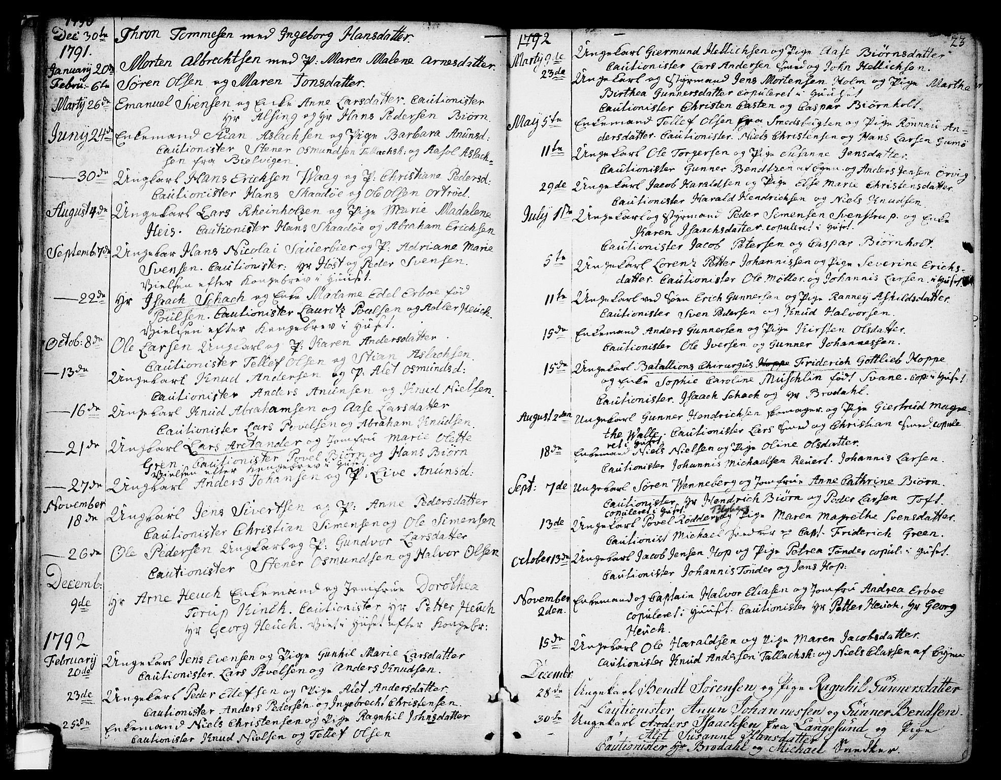 Kragerø kirkebøker, SAKO/A-278/F/Fa/L0002: Parish register (official) no. 2, 1767-1802, p. 23