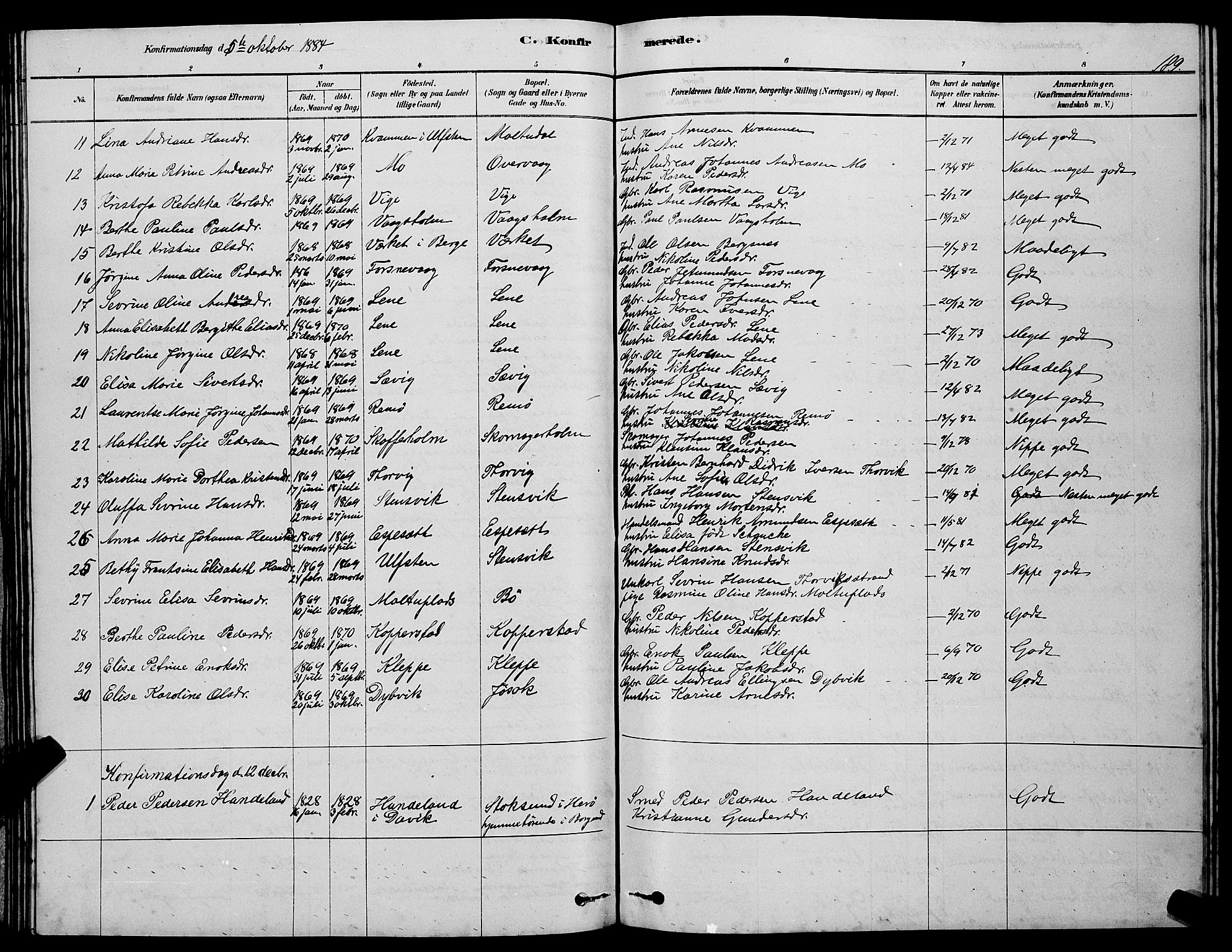 Ministerialprotokoller, klokkerbøker og fødselsregistre - Møre og Romsdal, AV/SAT-A-1454/507/L0081: Parish register (copy) no. 507C04, 1878-1898, p. 189