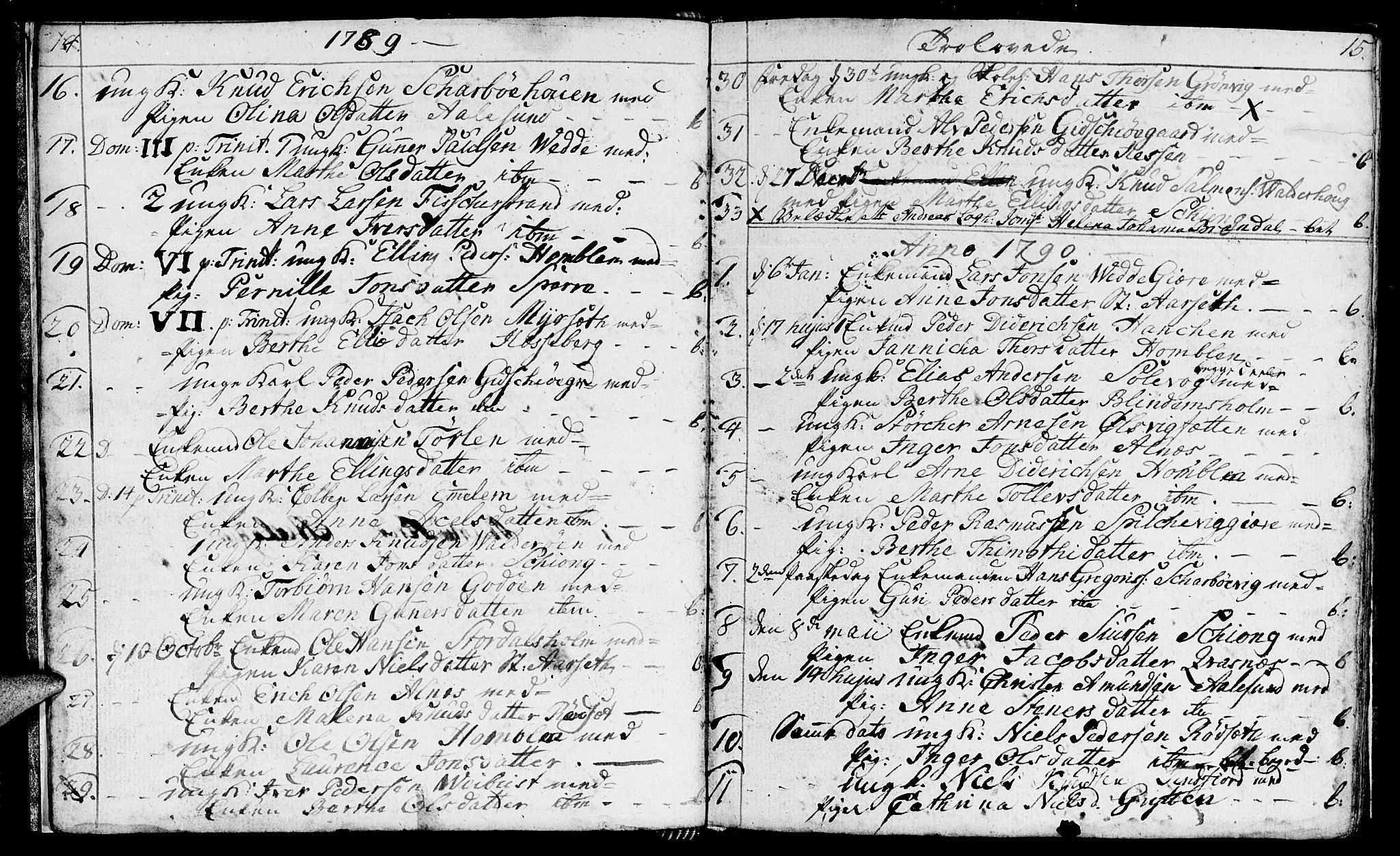 Ministerialprotokoller, klokkerbøker og fødselsregistre - Møre og Romsdal, SAT/A-1454/528/L0421: Parish register (copy) no. 528C02, 1785-1800, p. 14-15