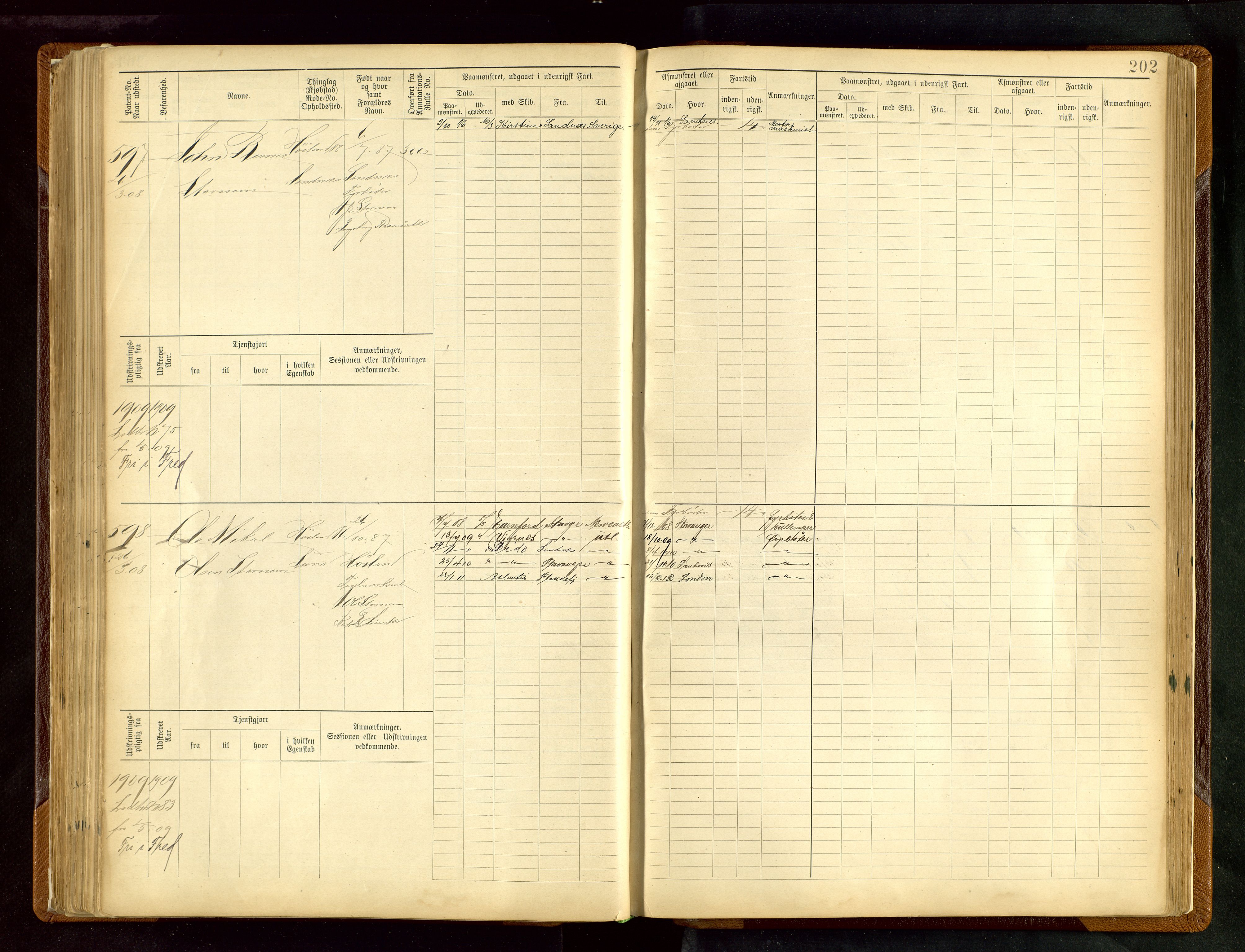 Stavanger sjømannskontor, AV/SAST-A-102006/F/Fe/L0005: Maskinist- og fyrbøterrulle, patentnr. 195-781 (dublett), 1894-1922, p. 207