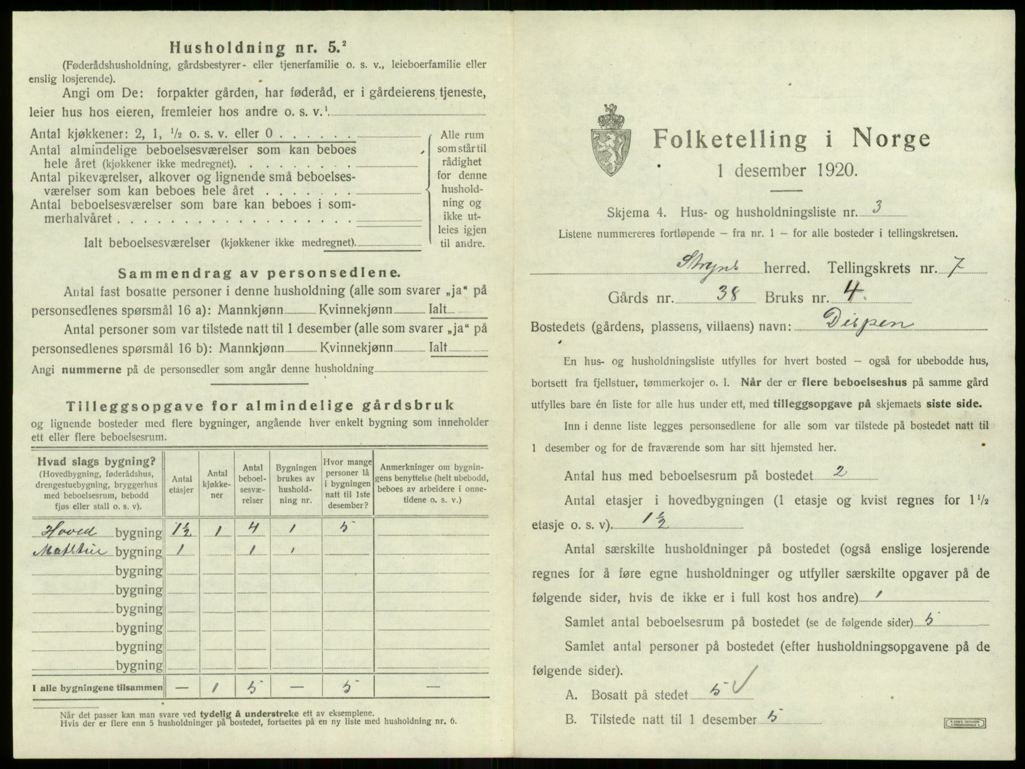 SAB, 1920 census for Stryn, 1920, p. 401