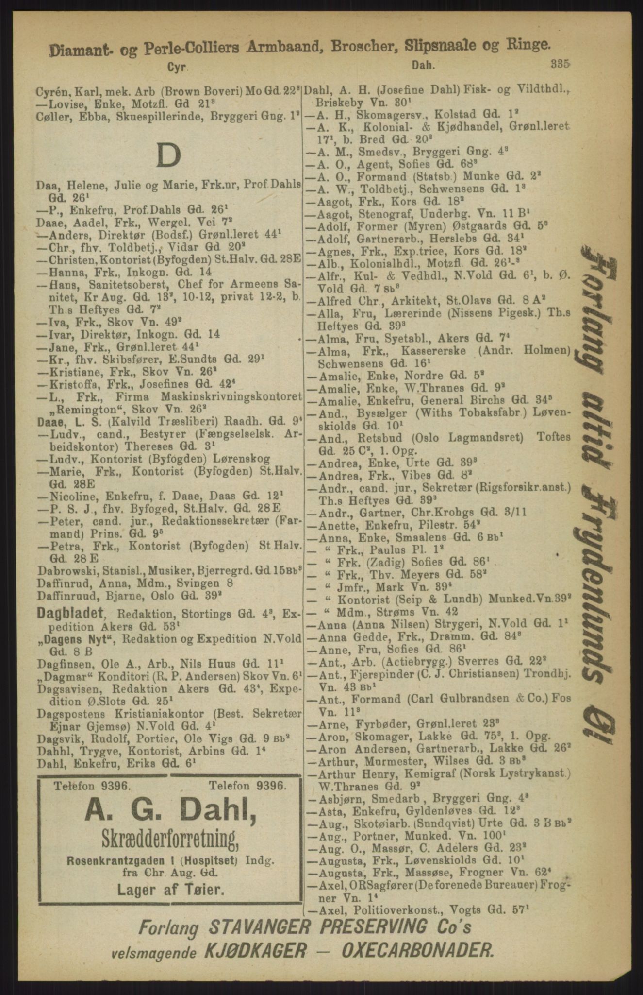 Kristiania/Oslo adressebok, PUBL/-, 1911, p. 335