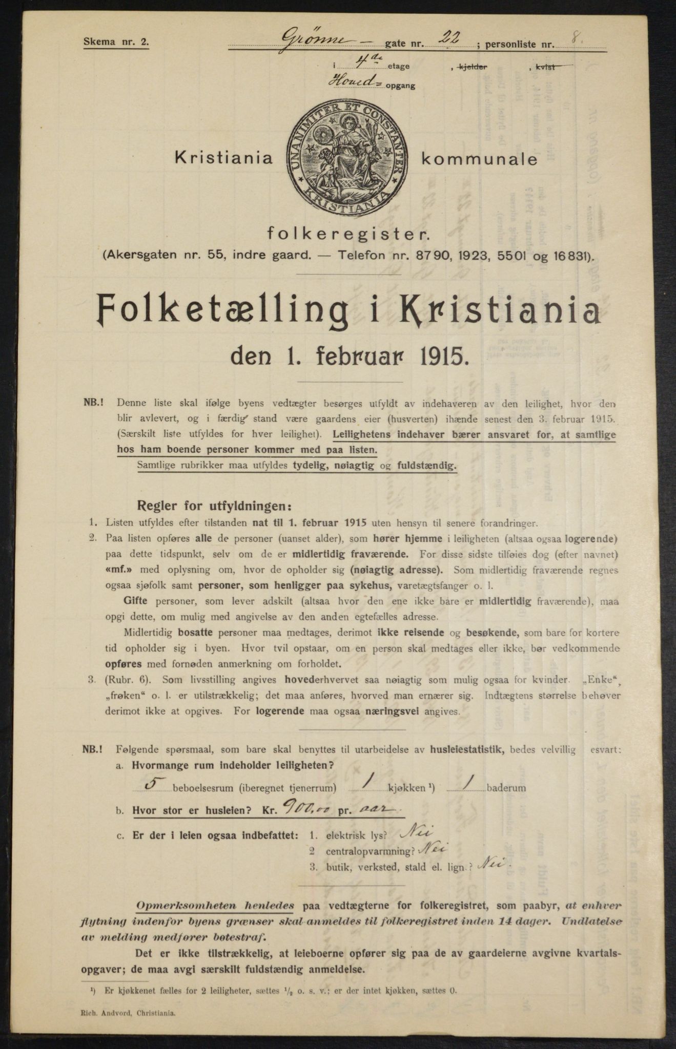 OBA, Municipal Census 1915 for Kristiania, 1915, p. 32028