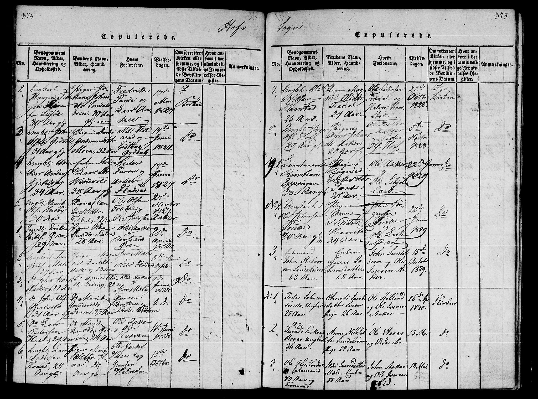 Ministerialprotokoller, klokkerbøker og fødselsregistre - Møre og Romsdal, SAT/A-1454/590/L1009: Parish register (official) no. 590A03 /1, 1819-1832, p. 374-375