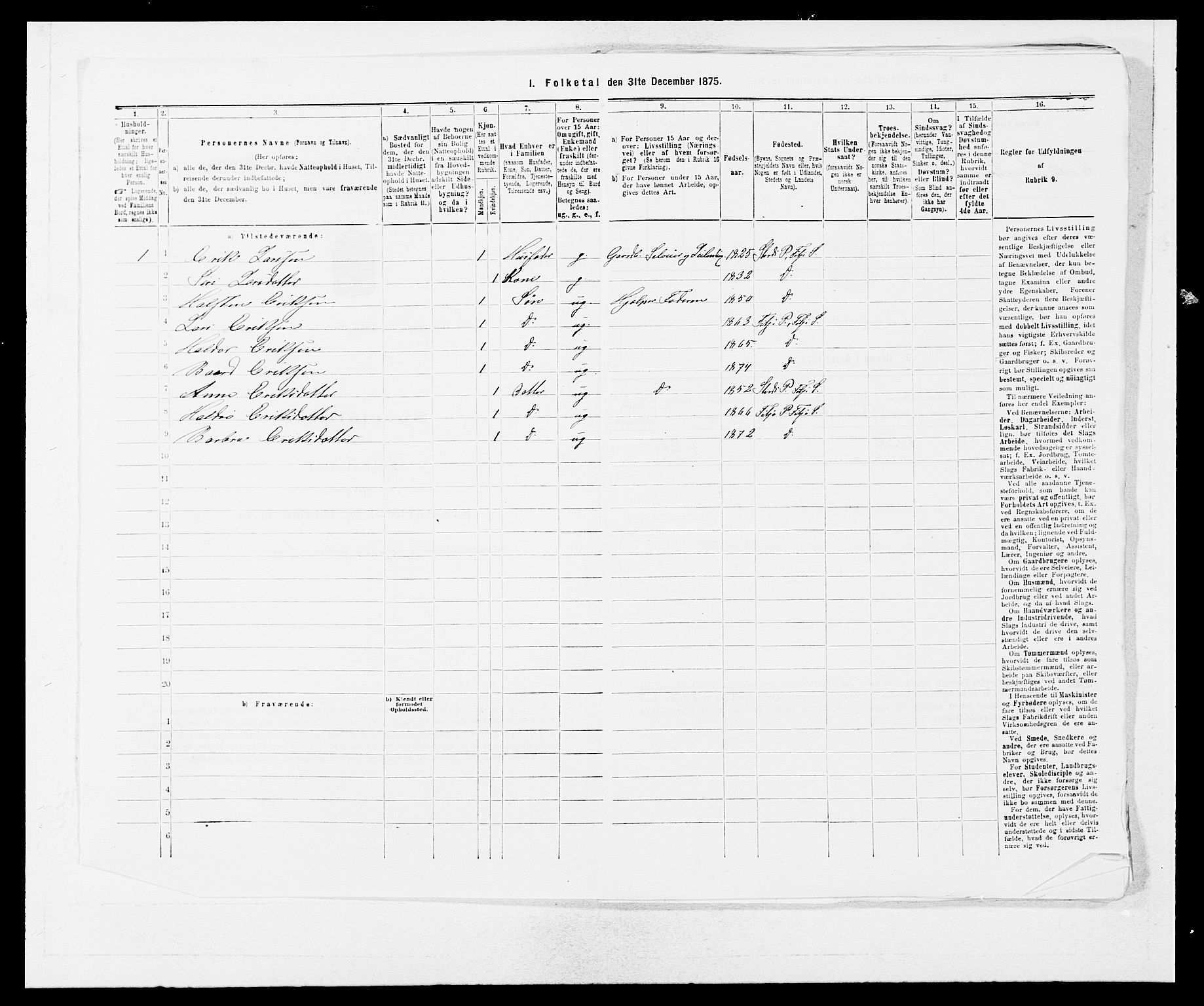 SAB, 1875 census for 1222P Fitjar, 1875, p. 580