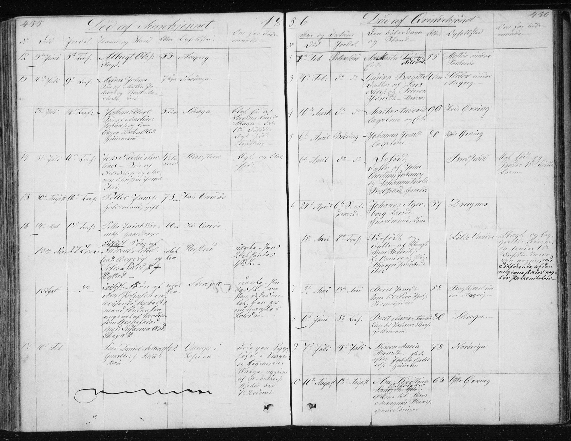 Ministerialprotokoller, klokkerbøker og fødselsregistre - Nordland, SAT/A-1459/834/L0511: Parish register (copy) no. 834C02, 1848-1862, p. 455-456