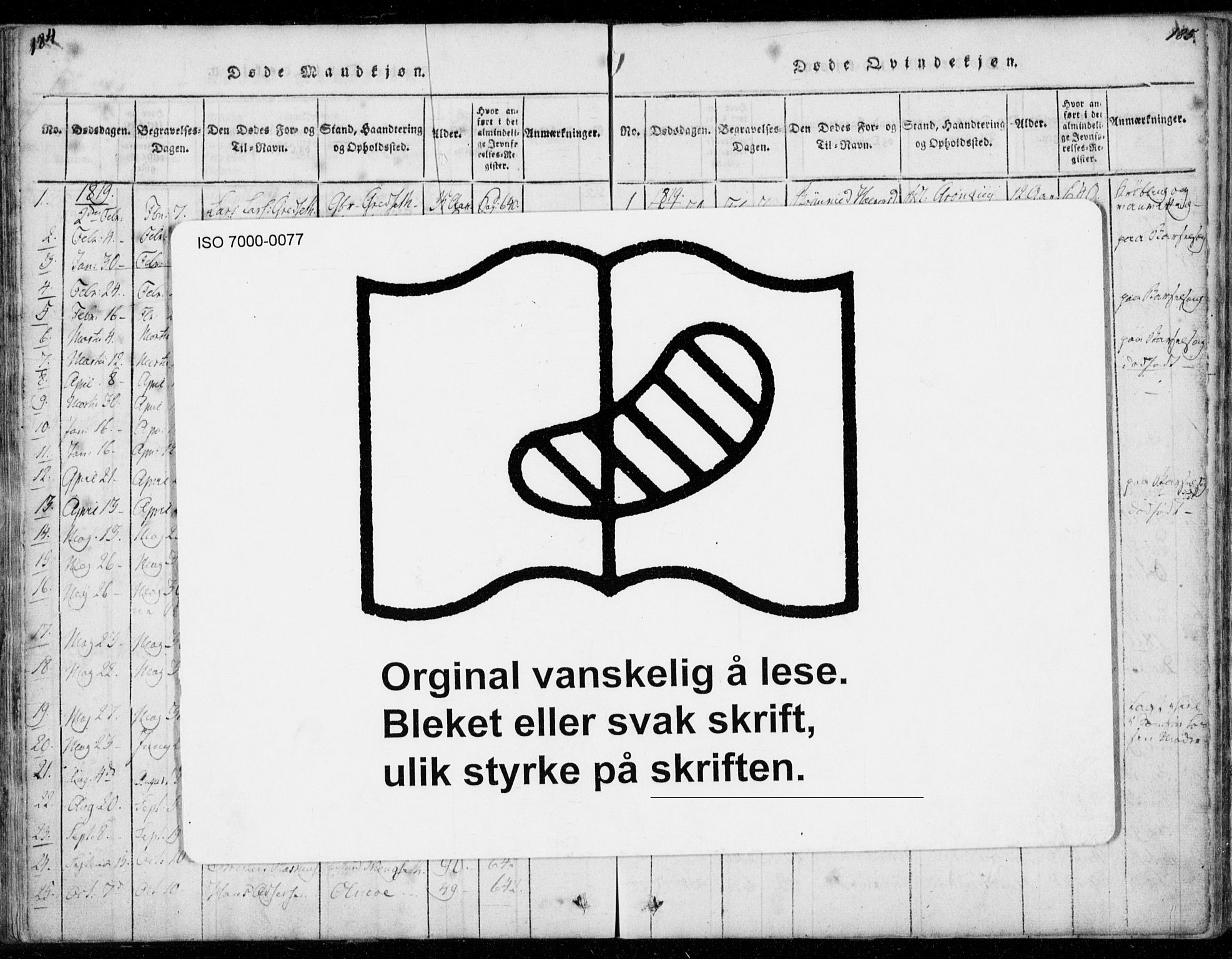 Ministerialprotokoller, klokkerbøker og fødselsregistre - Møre og Romsdal, AV/SAT-A-1454/578/L0903: Parish register (official) no. 578A02, 1819-1838, p. 184-185