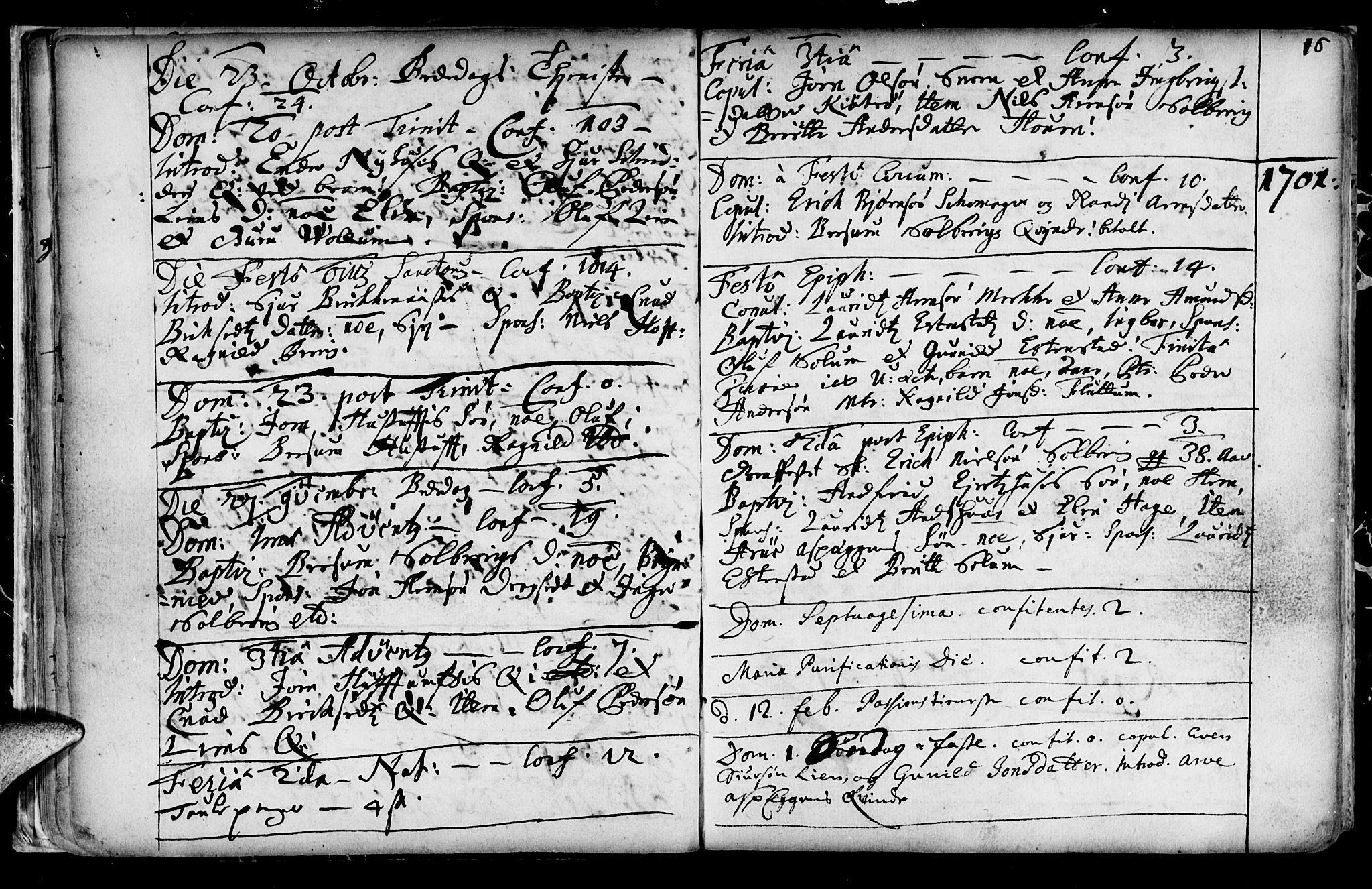 Ministerialprotokoller, klokkerbøker og fødselsregistre - Sør-Trøndelag, SAT/A-1456/689/L1036: Parish register (official) no. 689A01, 1696-1746, p. 16