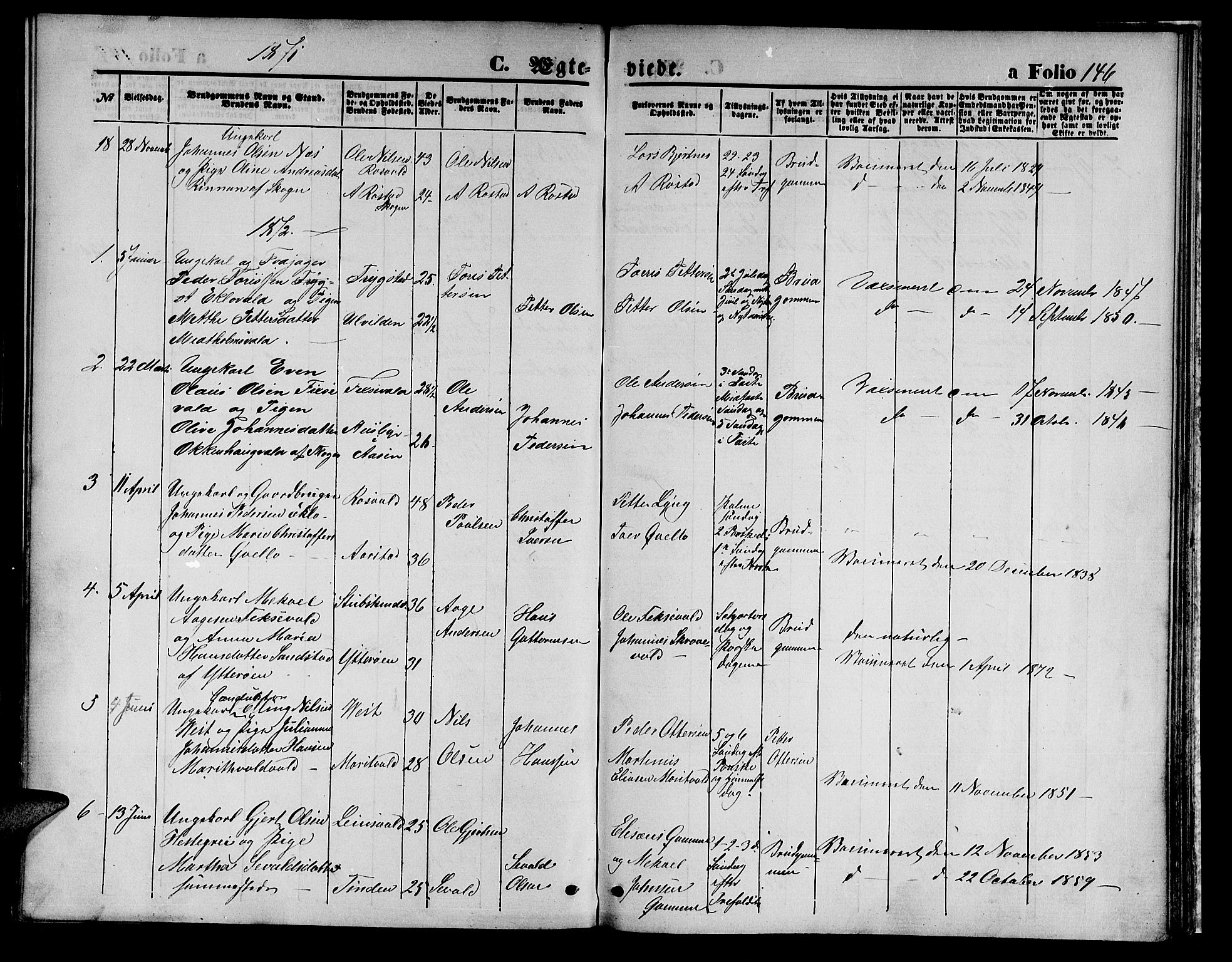 Ministerialprotokoller, klokkerbøker og fødselsregistre - Nord-Trøndelag, SAT/A-1458/723/L0255: Parish register (copy) no. 723C03, 1869-1879, p. 146