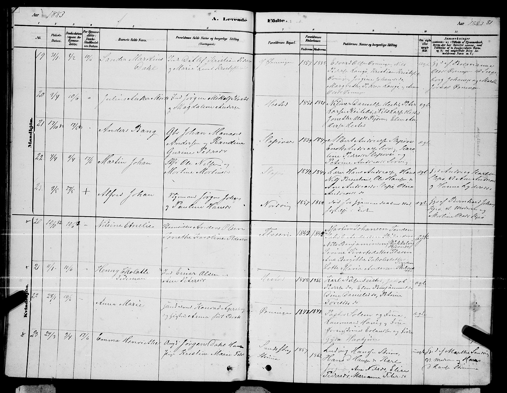 Ministerialprotokoller, klokkerbøker og fødselsregistre - Nordland, AV/SAT-A-1459/834/L0513: Parish register (copy) no. 834C04, 1877-1892, p. 81