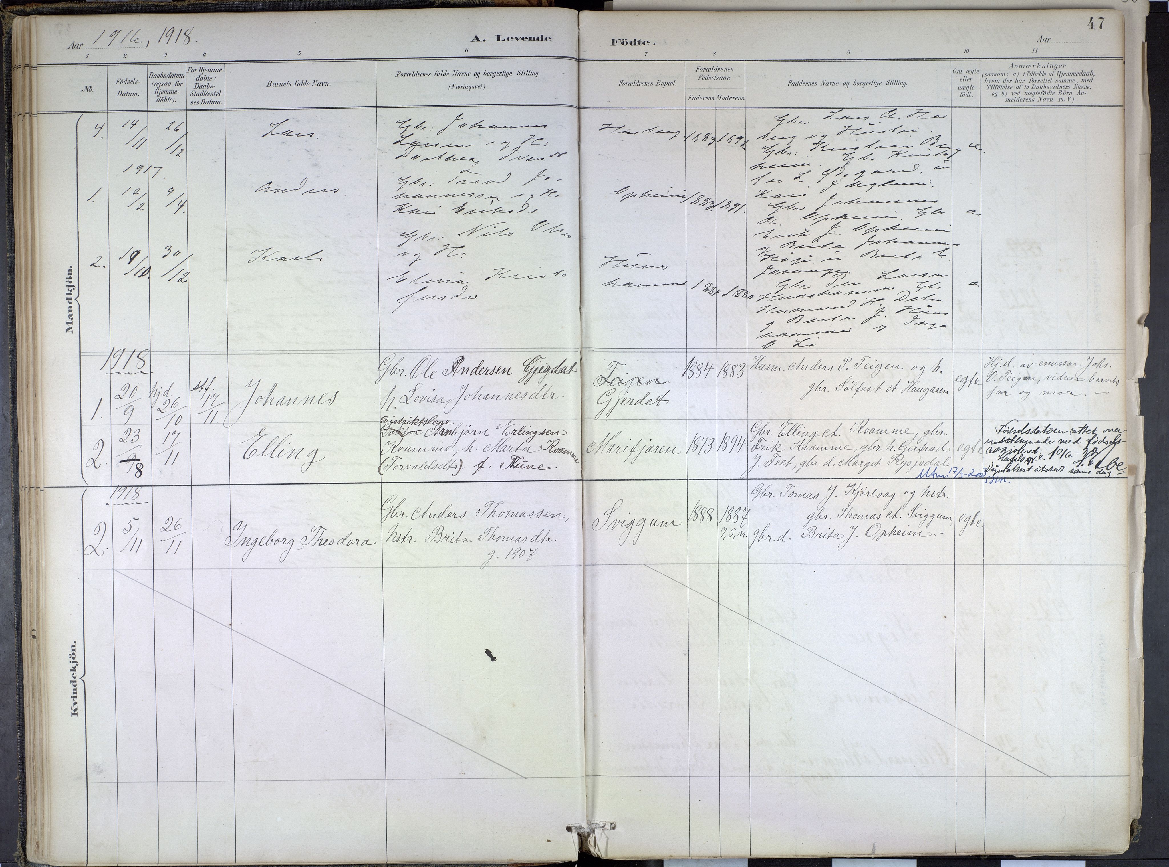 Hafslo sokneprestembete, SAB/A-80301/H/Haa/Haae/L0001: Parish register (official) no. E 1, 1886-1934, p. 47