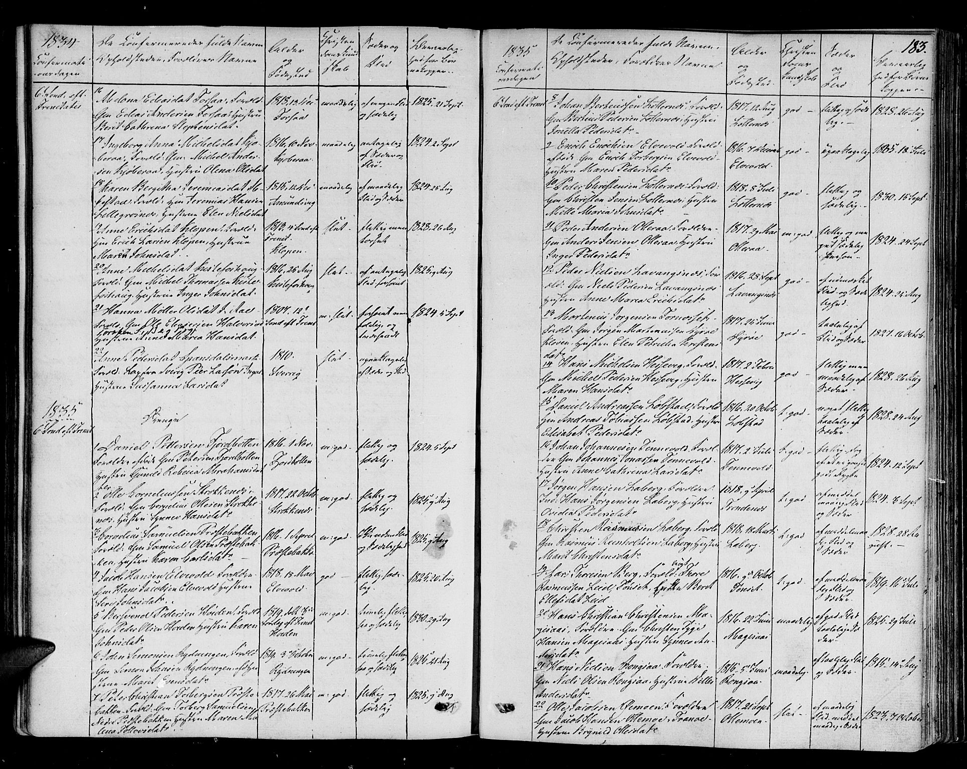 Ibestad sokneprestembete, AV/SATØ-S-0077/H/Ha/Haa/L0005kirke: Parish register (official) no. 5, 1825-1836, p. 183