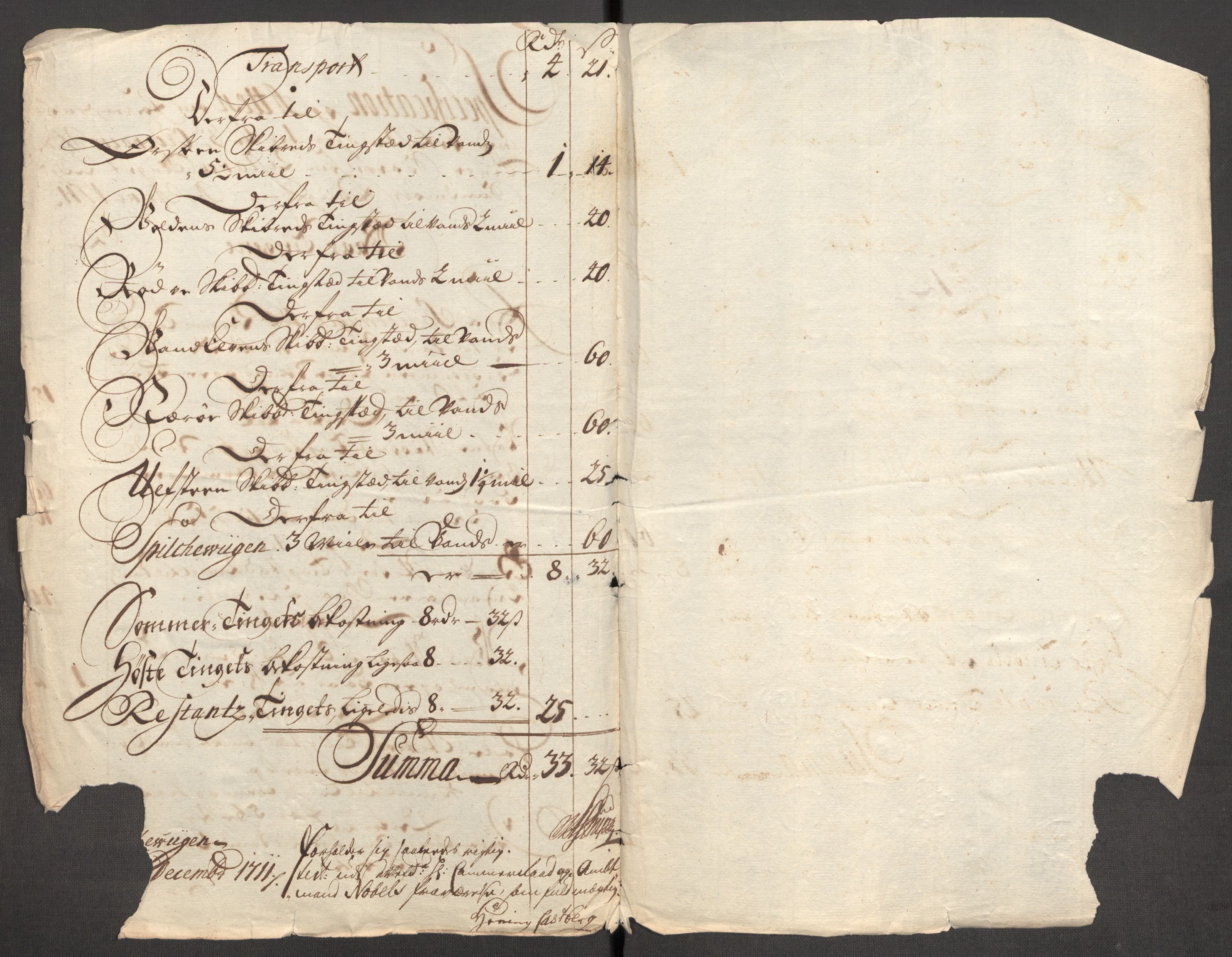 Rentekammeret inntil 1814, Reviderte regnskaper, Fogderegnskap, AV/RA-EA-4092/R54/L3564: Fogderegnskap Sunnmøre, 1711, p. 511