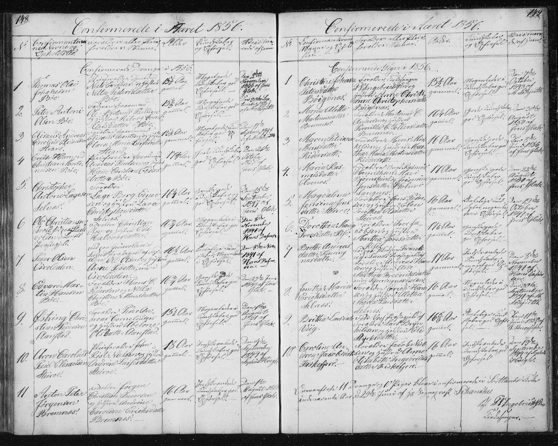 Ministerialprotokoller, klokkerbøker og fødselsregistre - Nordland, SAT/A-1459/895/L1379: Parish register (copy) no. 895C01, 1842-1858, p. 148-149