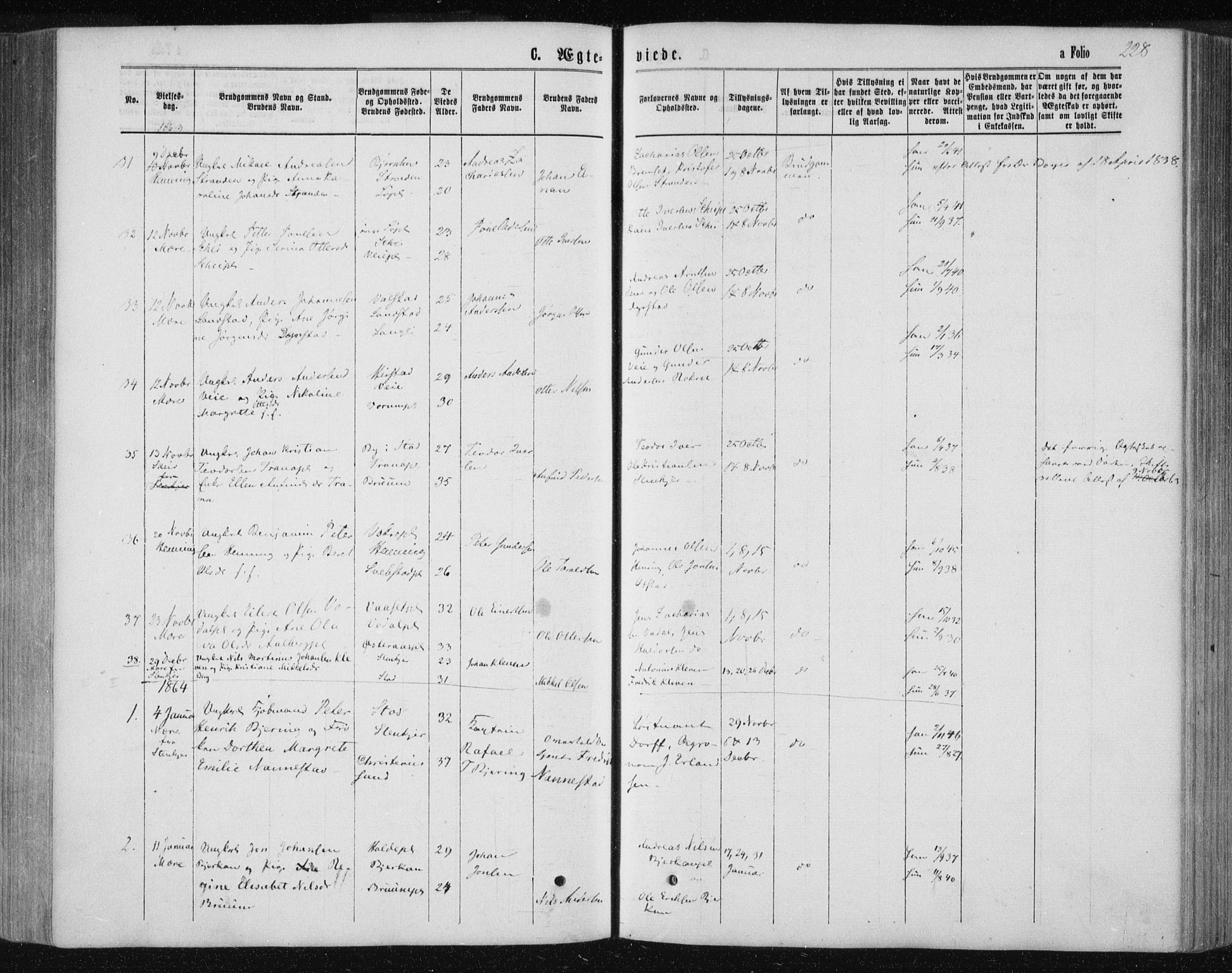 Ministerialprotokoller, klokkerbøker og fødselsregistre - Nord-Trøndelag, SAT/A-1458/735/L0345: Parish register (official) no. 735A08 /1, 1863-1872, p. 228