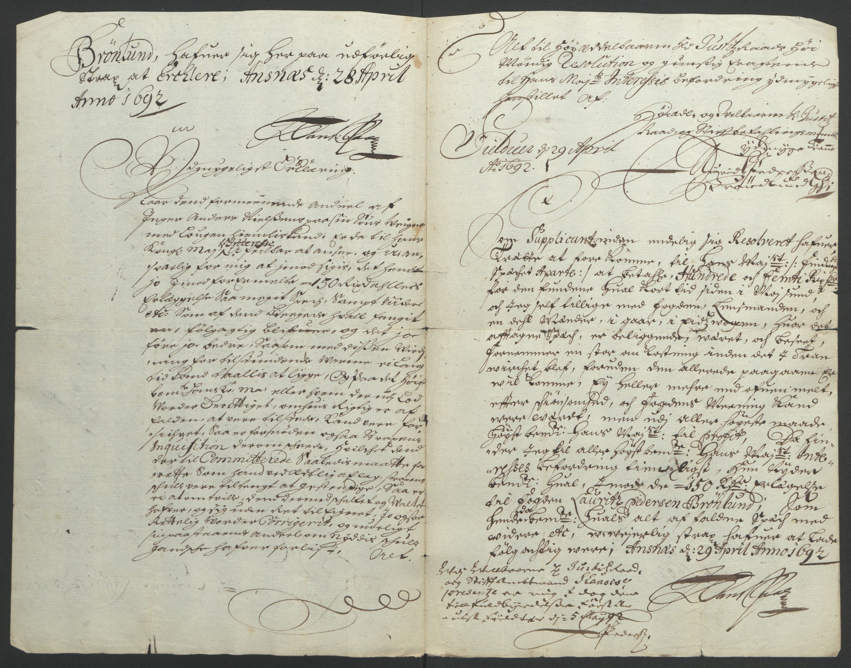 Rentekammeret inntil 1814, Reviderte regnskaper, Fogderegnskap, AV/RA-EA-4092/R57/L3849: Fogderegnskap Fosen, 1692-1693, p. 252