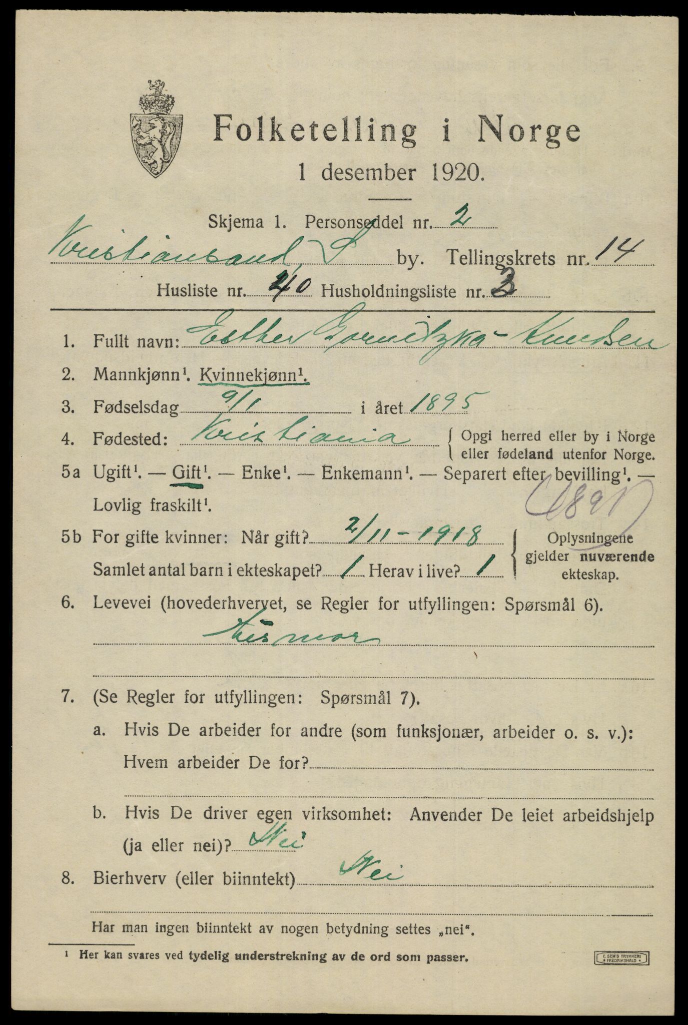 SAK, 1920 census for Kristiansand, 1920, p. 29483