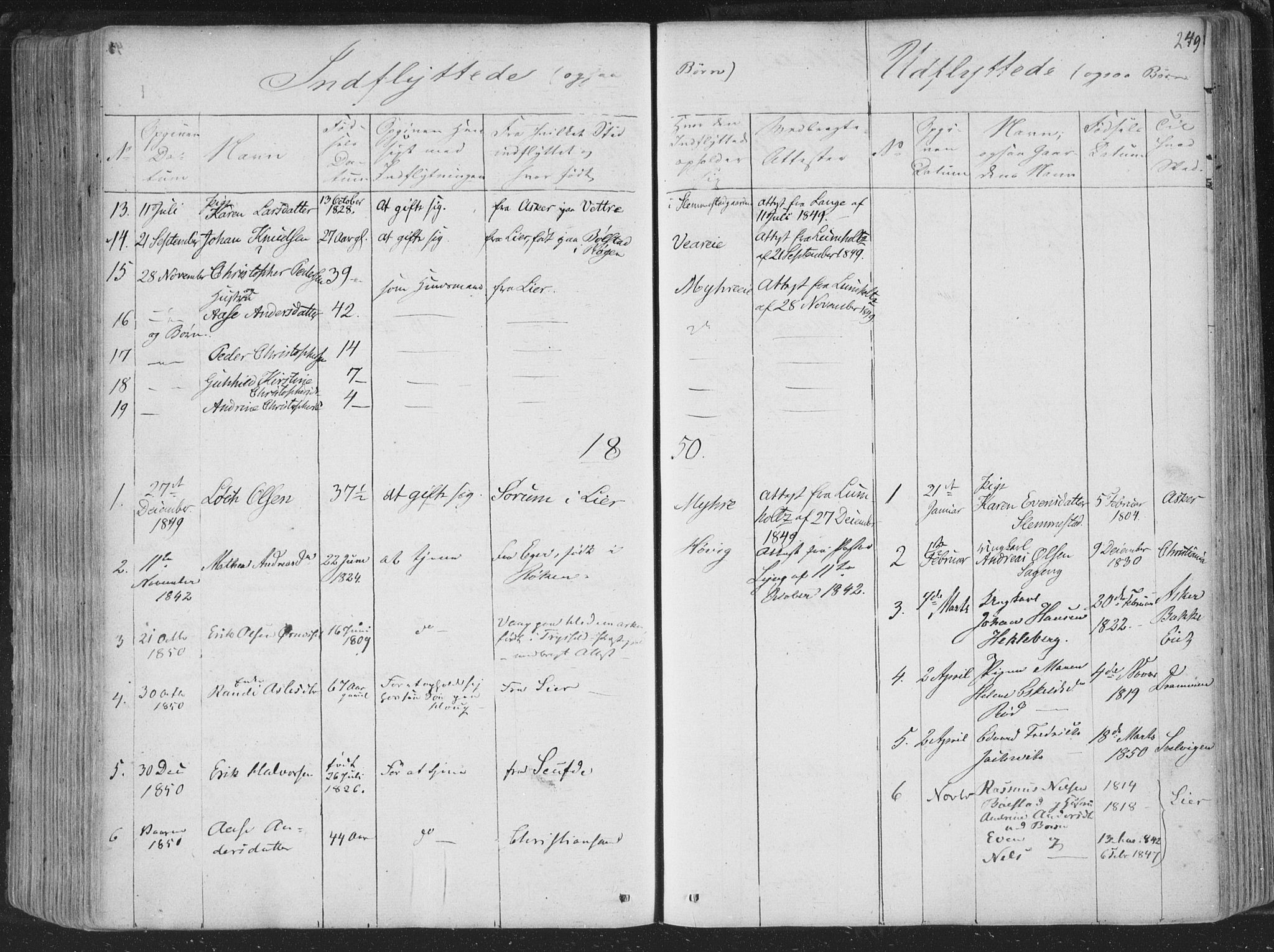 Røyken kirkebøker, AV/SAKO-A-241/F/Fa/L0005: Parish register (official) no. 5, 1833-1856, p. 249