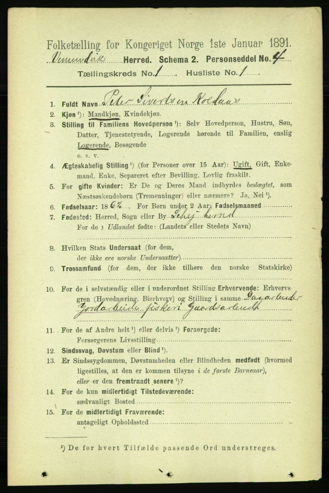 RA, 1891 census for 1745 Vemundvik, 1891, p. 84