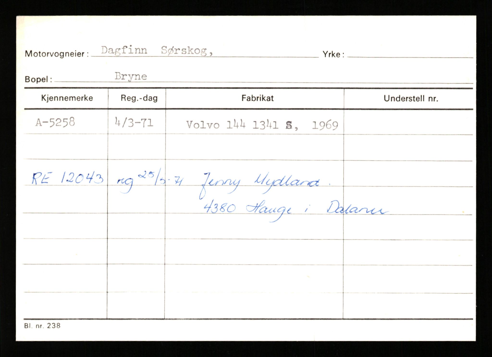 Stavanger trafikkstasjon, AV/SAST-A-101942/0/G/L0001: Registreringsnummer: 0 - 5782, 1930-1971, p. 3109