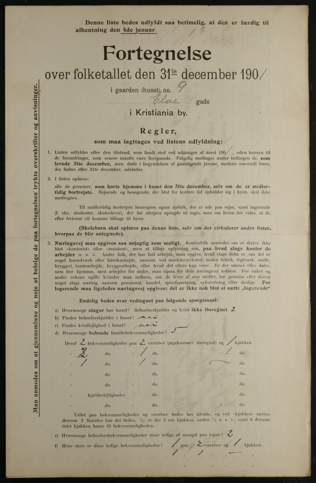 OBA, Municipal Census 1901 for Kristiania, 1901, p. 3315