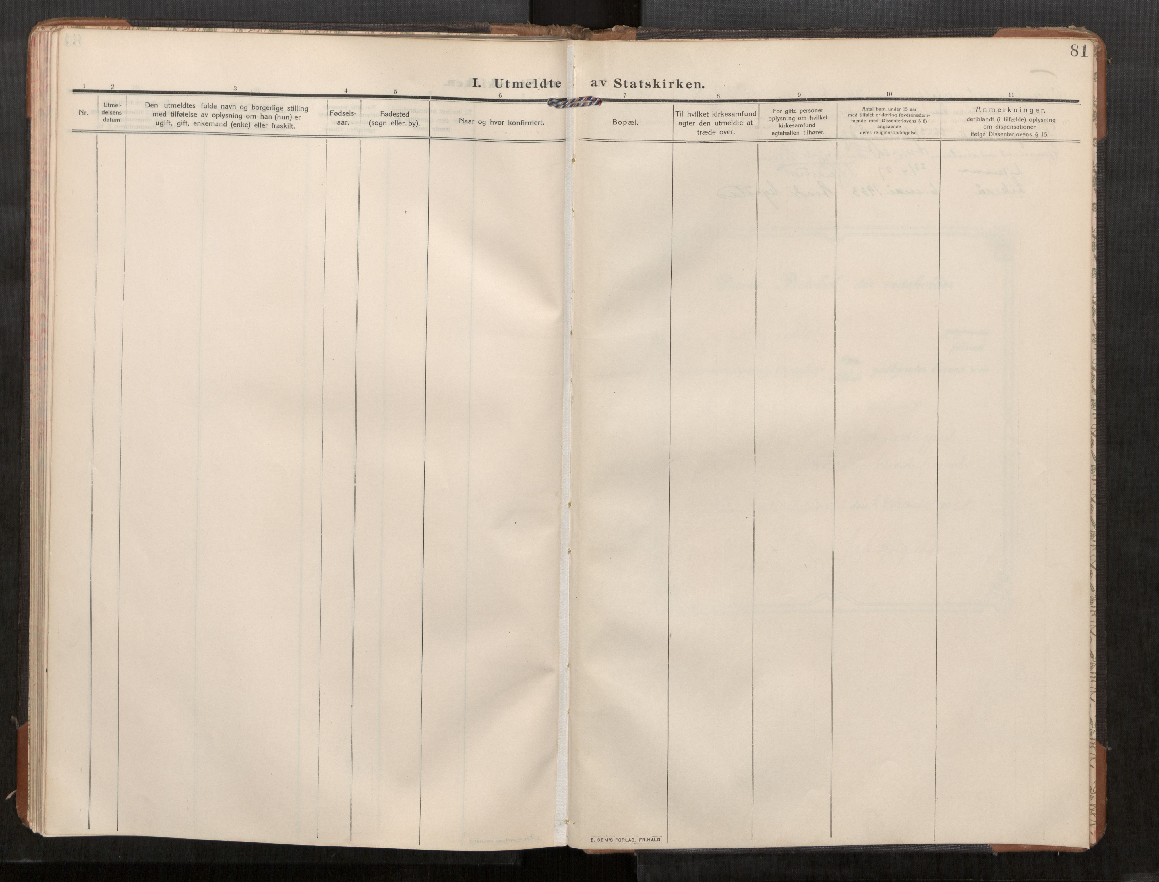 Stod sokneprestkontor, SAT/A-1164/1/I/I1/I1a/L0003: Parish register (official) no. 3, 1909-1934, p. 81