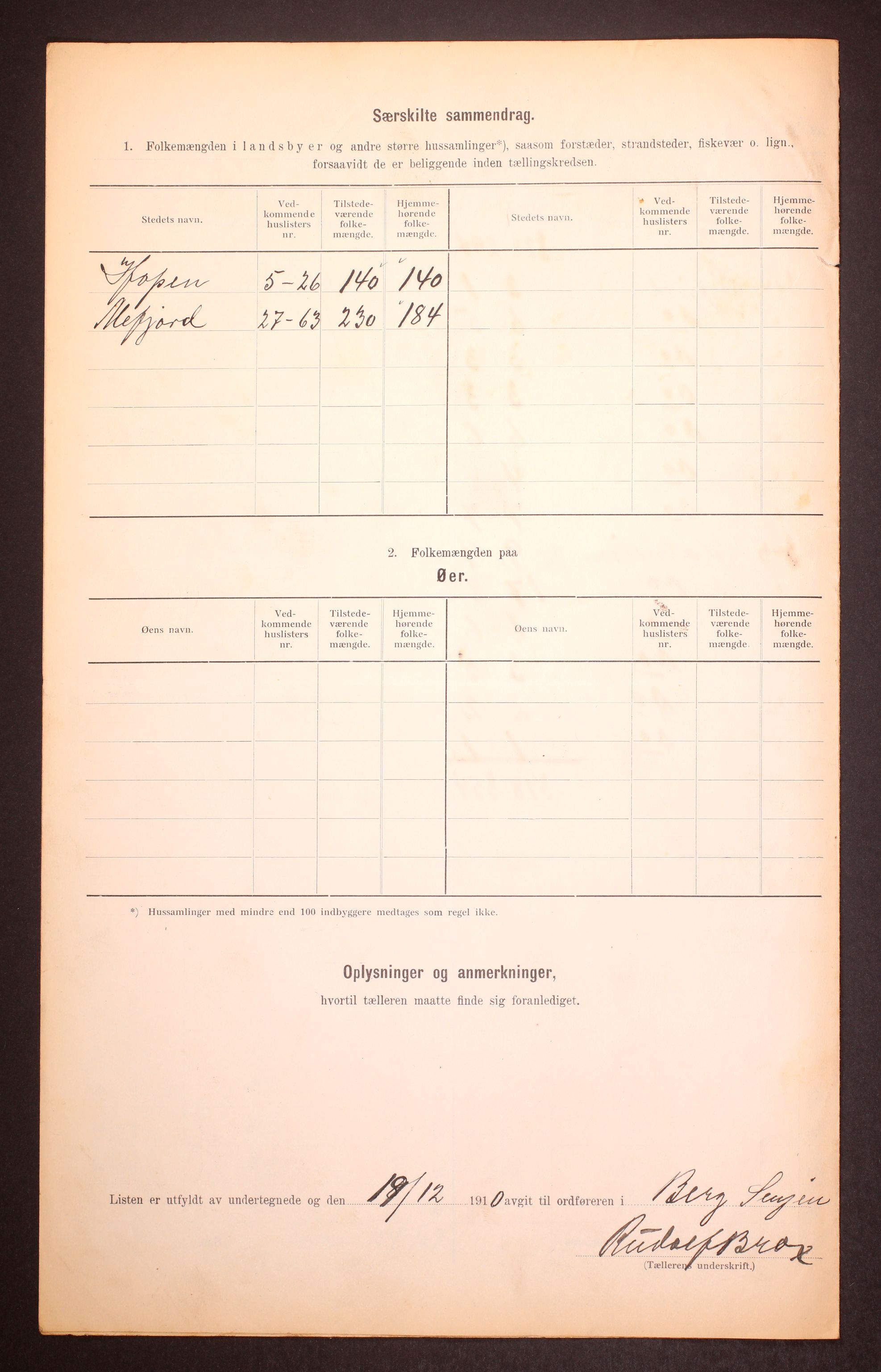 RA, 1910 census for Berg, 1910, p. 6