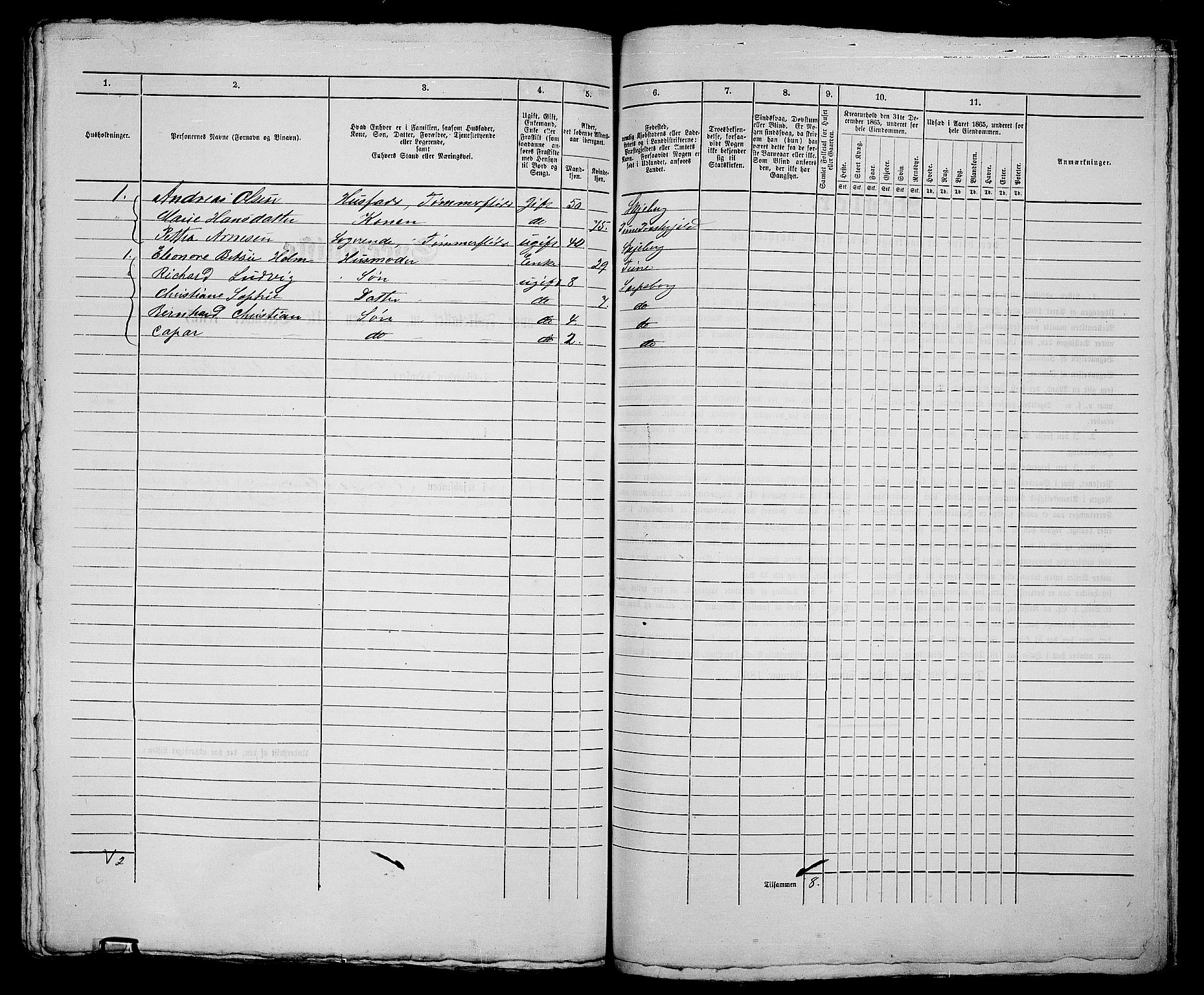 RA, 1865 census for Sarpsborg, 1865, p. 450