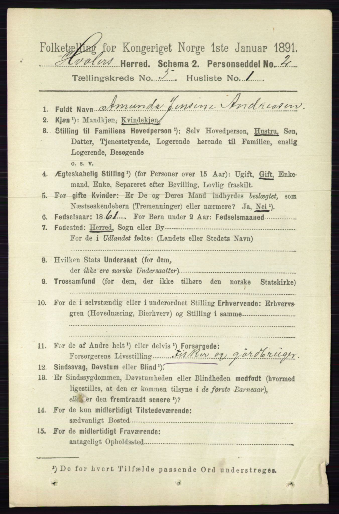 RA, 1891 census for 0111 Hvaler, 1891, p. 3186