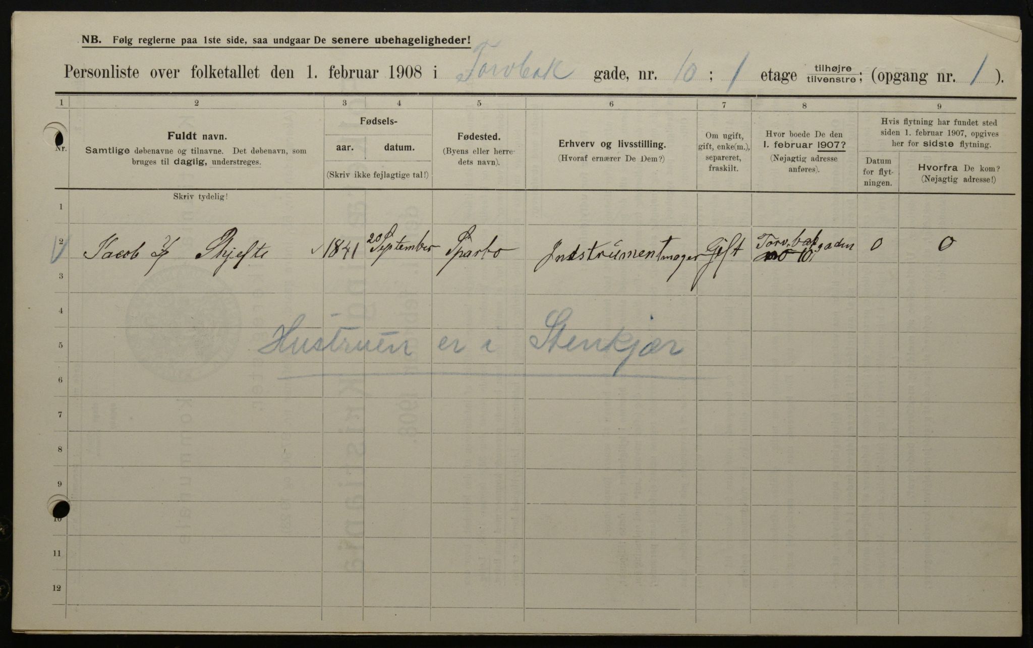 OBA, Municipal Census 1908 for Kristiania, 1908, p. 103618