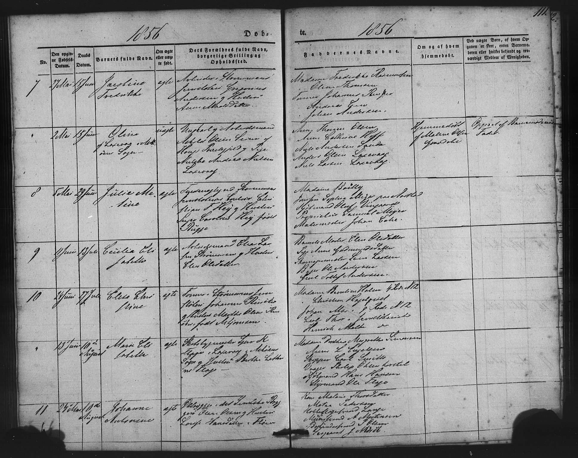 St. Jørgens hospital og Årstad sokneprestembete, AV/SAB-A-99934: Parish register (copy) no. A 2, 1843-1863, p. 111