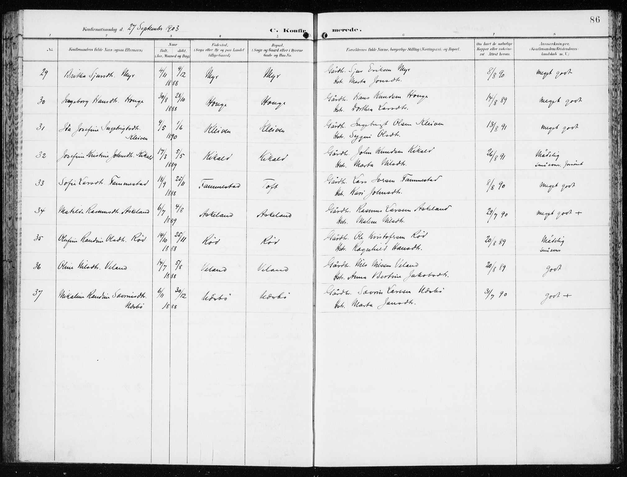 Lindås Sokneprestembete, AV/SAB-A-76701/H/Haa/Haaf/L0002: Parish register (official) no. F  2, 1897-1909, p. 86