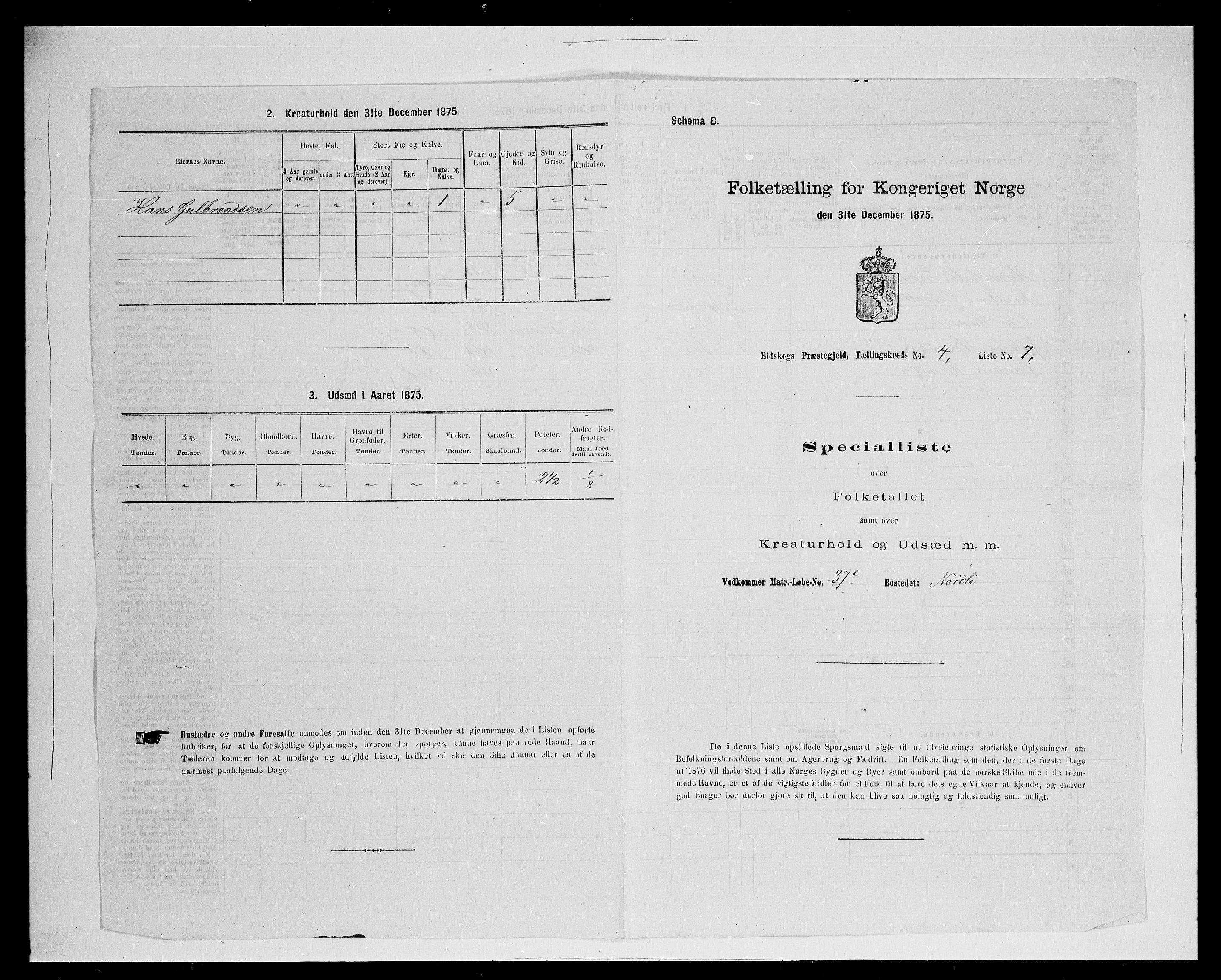 SAH, 1875 census for 0420P Eidskog, 1875, p. 680