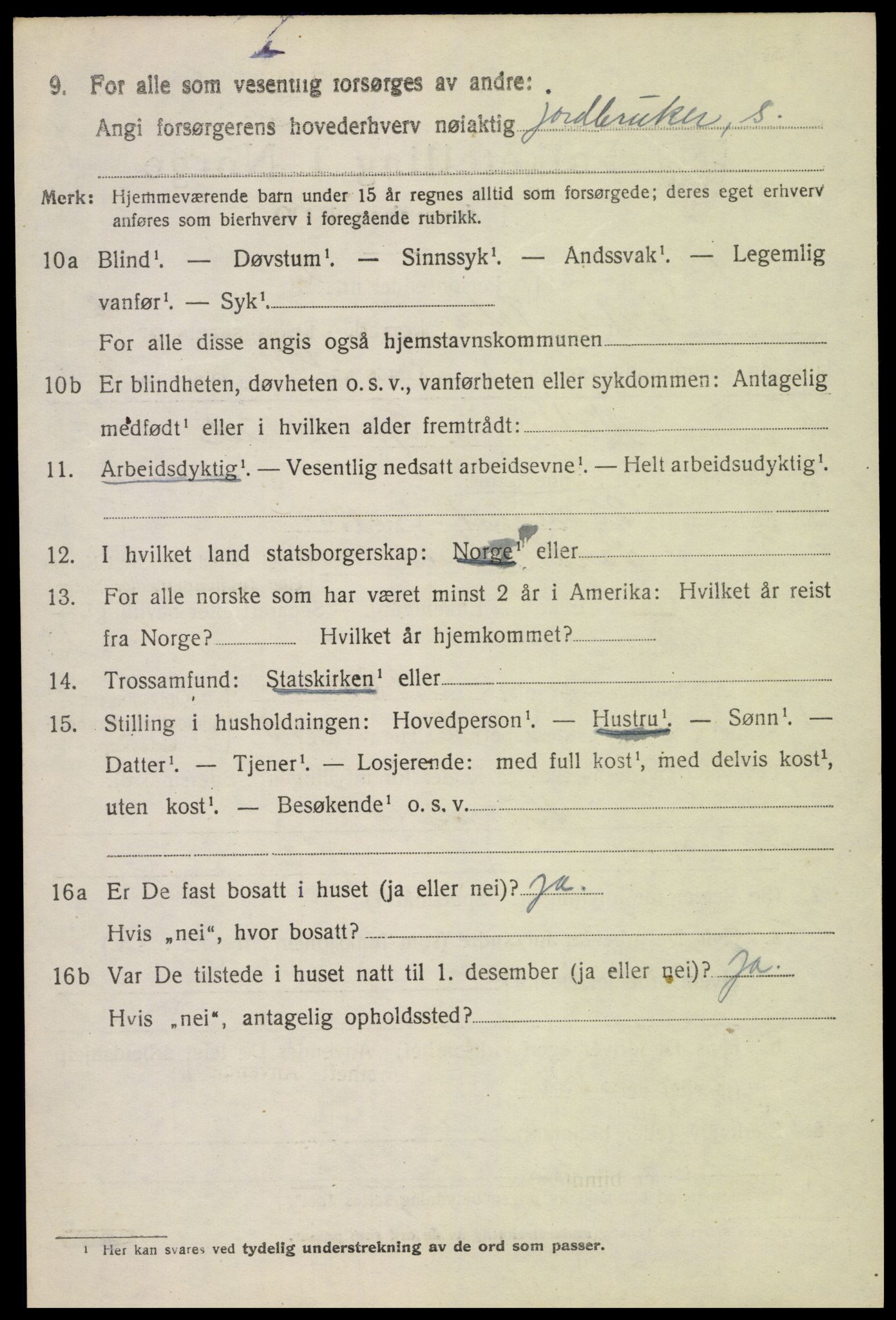 SAH, 1920 census for Vestre Toten, 1920, p. 9225