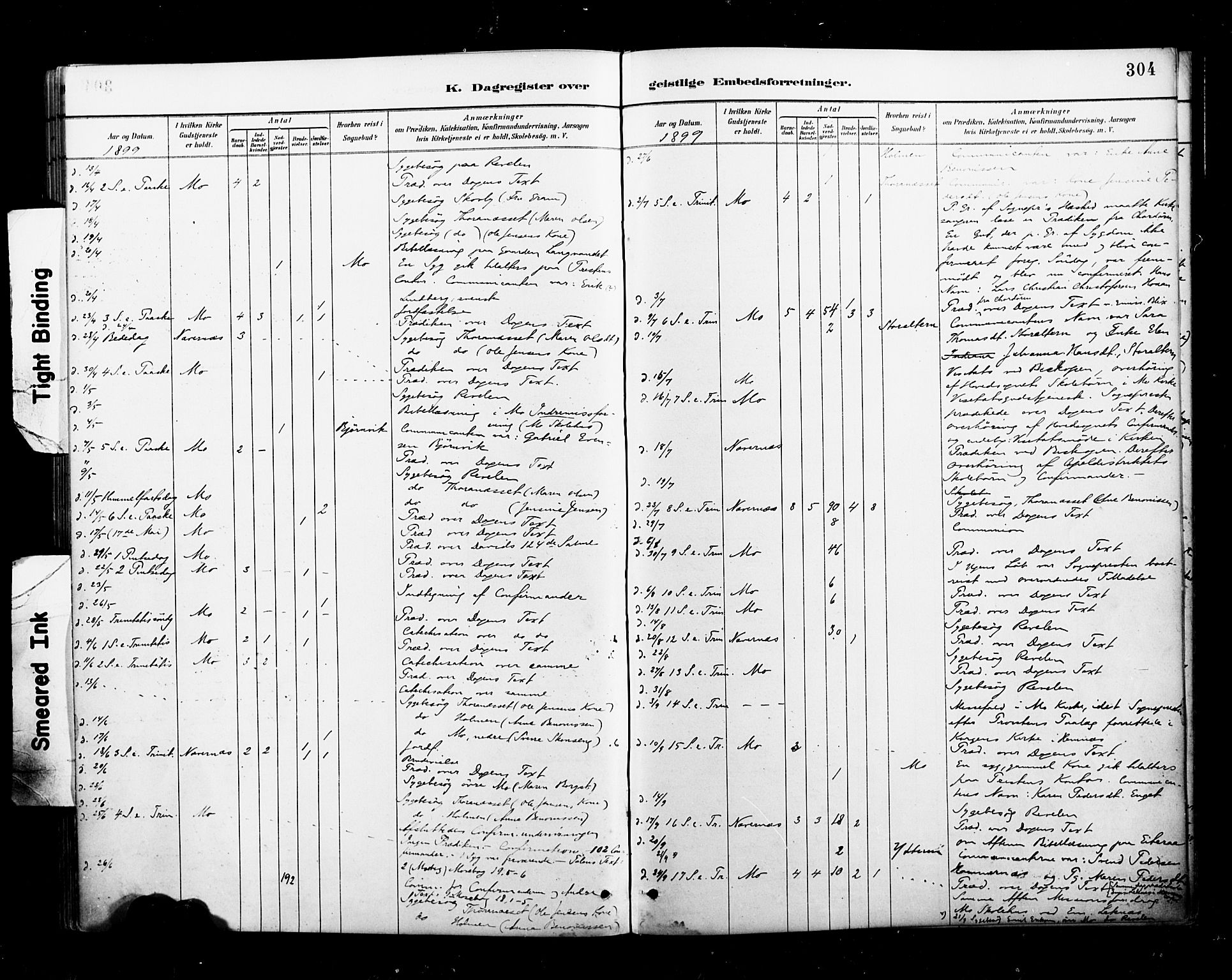 Ministerialprotokoller, klokkerbøker og fødselsregistre - Nordland, AV/SAT-A-1459/827/L0401: Parish register (official) no. 827A13, 1887-1905, p. 304