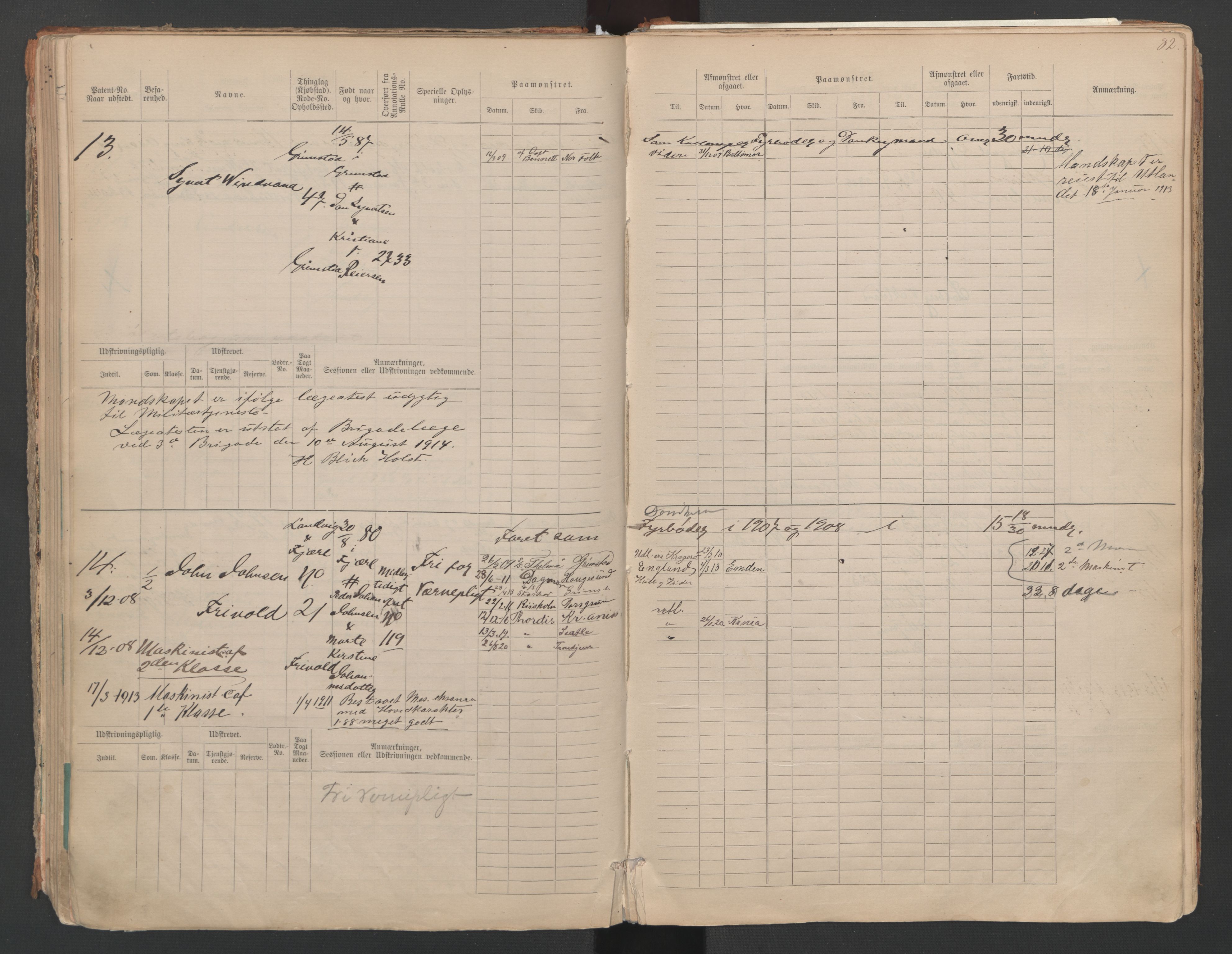 Grimstad mønstringskrets, AV/SAK-2031-0013/F/Fa/L0007: Annotasjonsrulle nr 1-265 og hovedrulle B nr 1-160, V-20, 1894-1949, p. 87