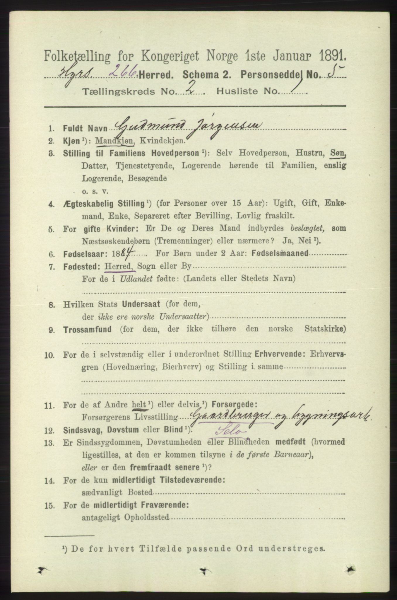 RA, 1891 census for 1253 Hosanger, 1891, p. 580