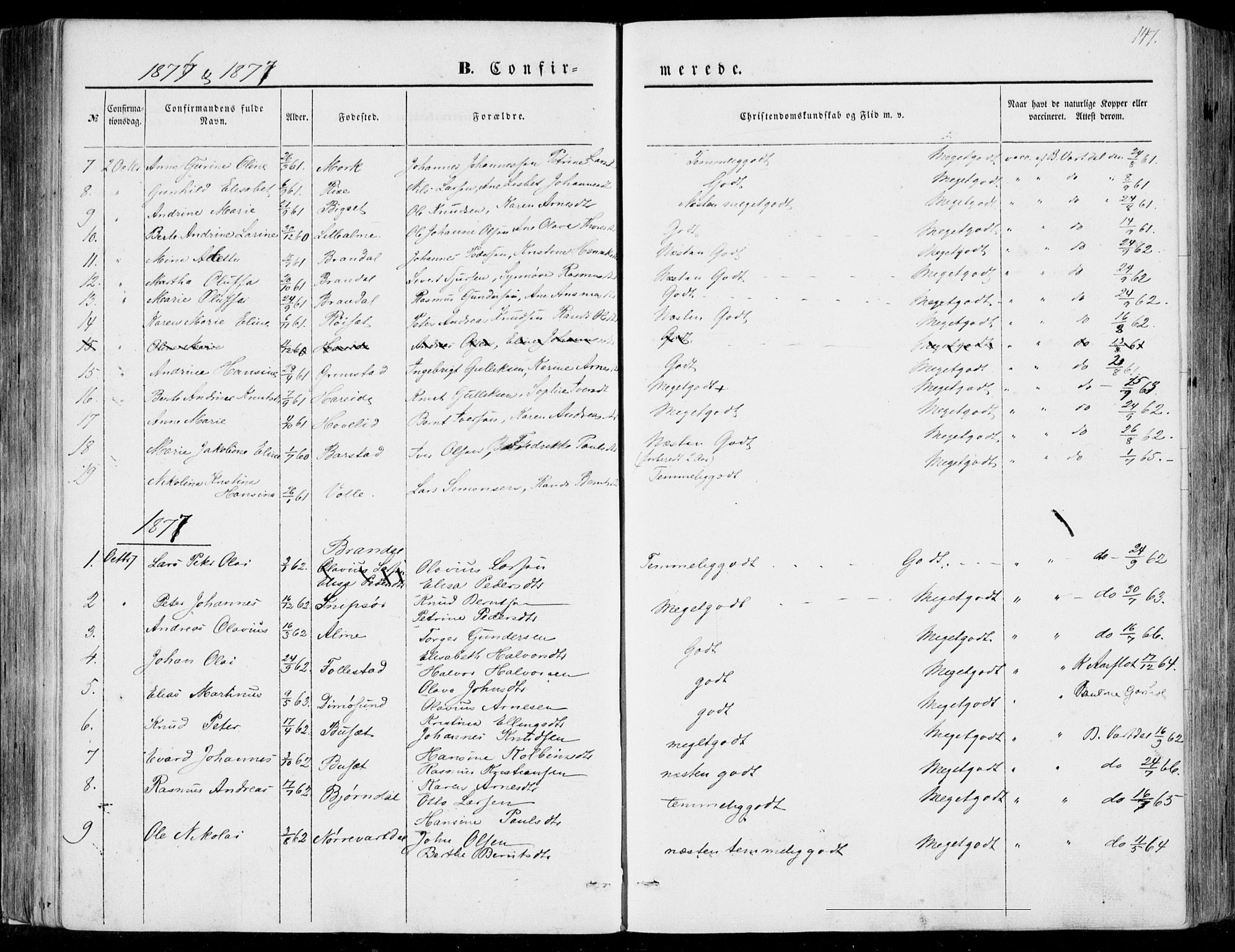 Ministerialprotokoller, klokkerbøker og fødselsregistre - Møre og Romsdal, SAT/A-1454/510/L0121: Parish register (official) no. 510A01, 1848-1877, p. 147