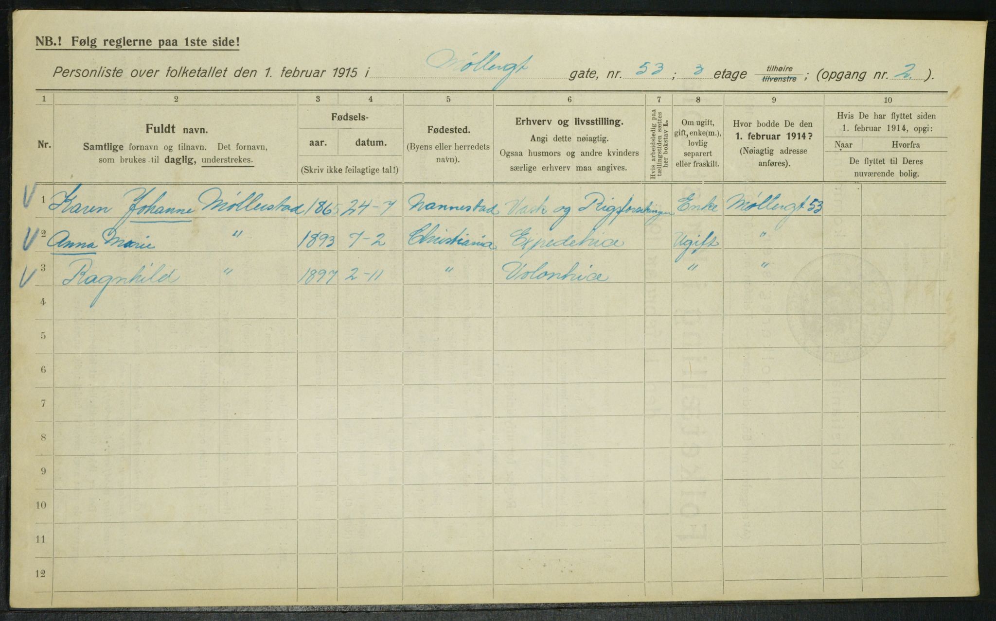 OBA, Municipal Census 1915 for Kristiania, 1915, p. 68462