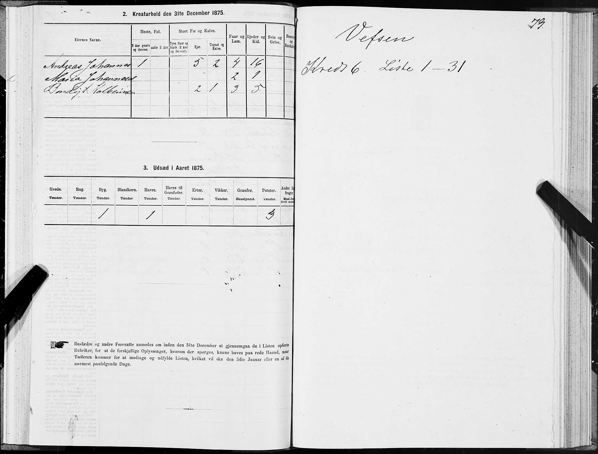SAT, 1875 census for 1824L Vefsn/Vefsn, 1875, p. 2079